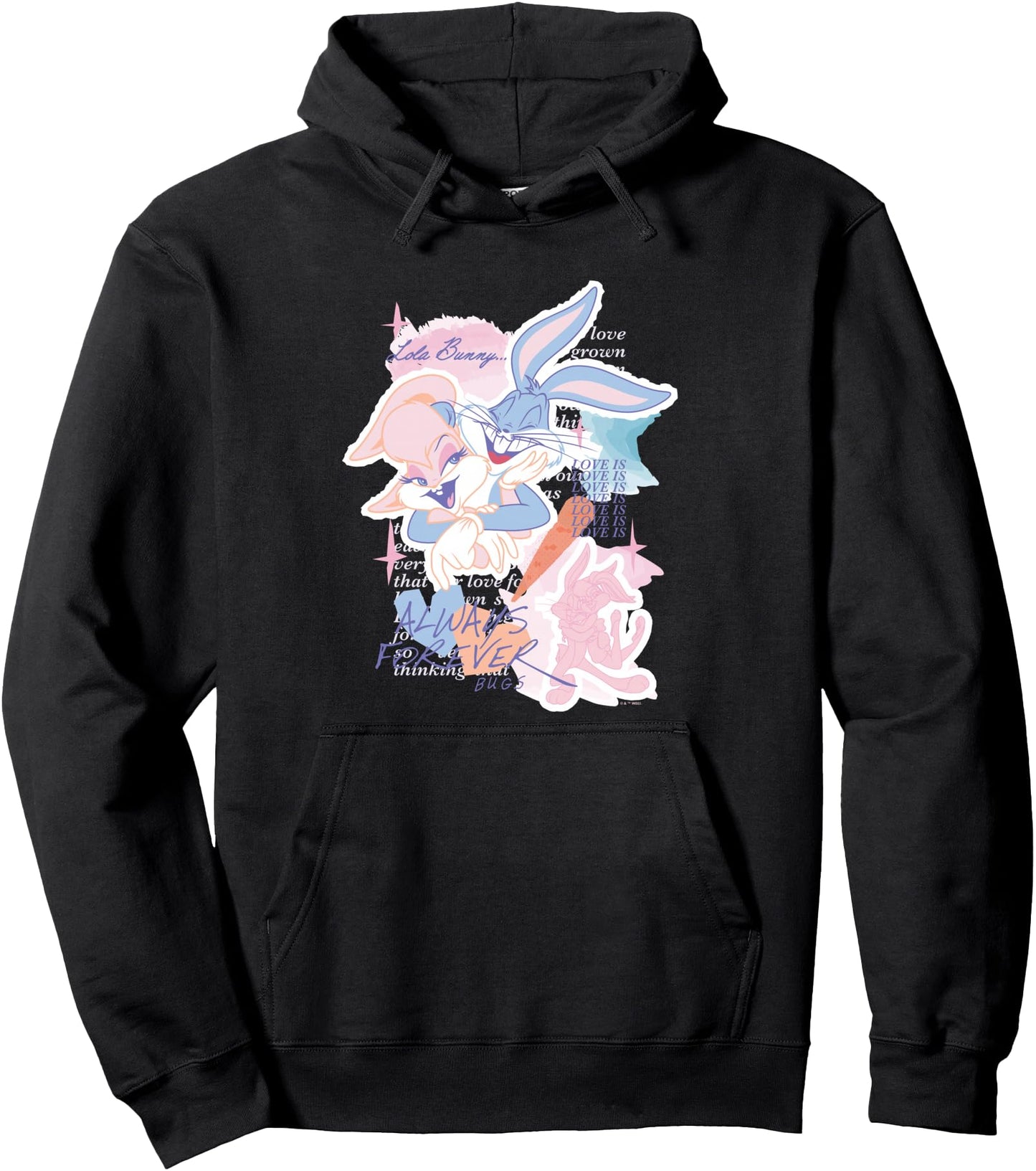 Looney Tunes Bugs Bunny Lola Bunny Always Forever Love Logo Pullover Hoodie