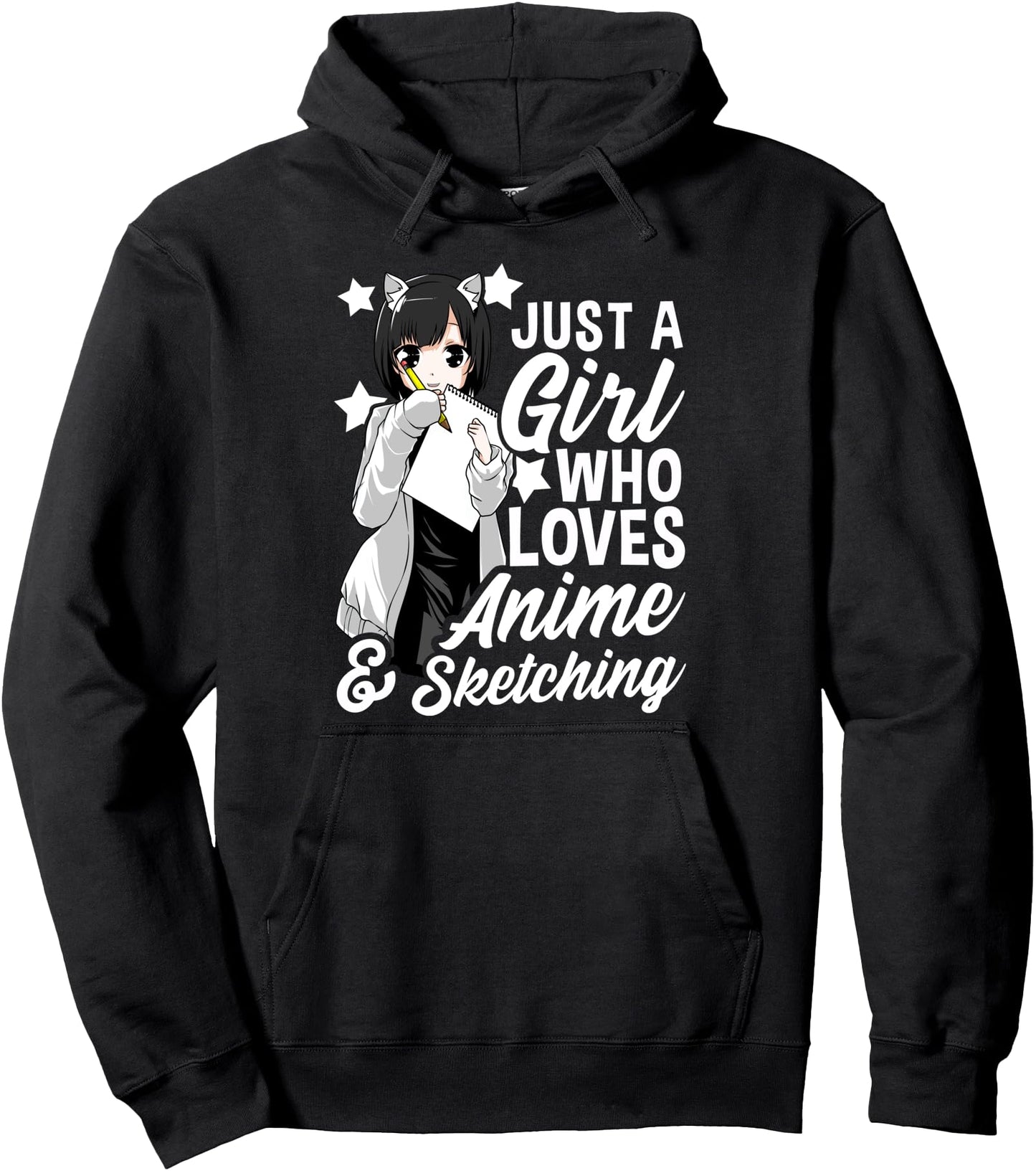 Anime Girl Just A Girl Who Loves Anime and Sketching Drawing Pullover Hoodie