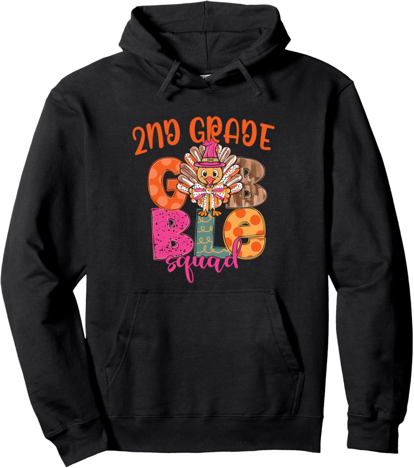2nd grade gobble squad 2nd grade Thanksgiving matching Pullover Hoodie