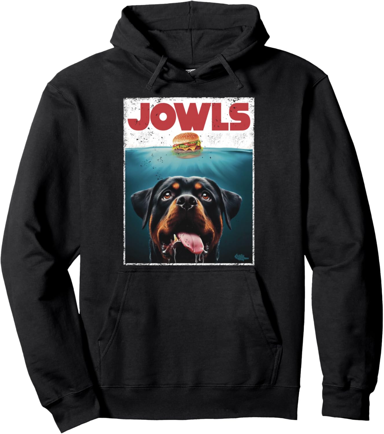 Funny Rottie Rottweiler Jowls Burger, Giant Tank Dog Mom Dad Pullover Hoodie