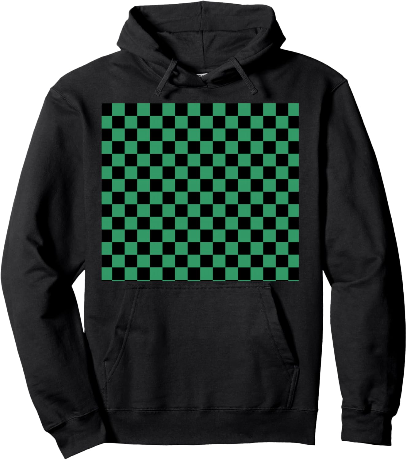 Green checkered anime Pullover Hoodie