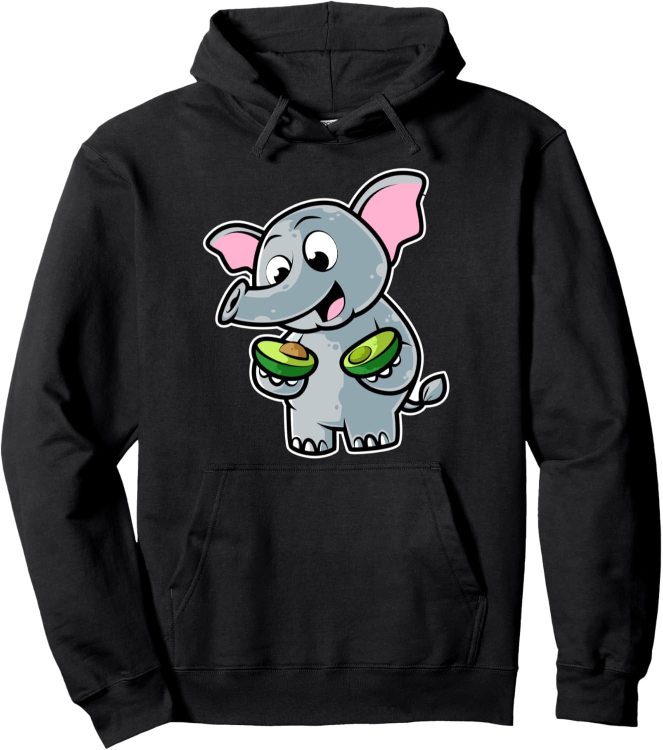 Cute Elephant Eating Avocado Kawaii Neko Anime Pullover Hoodie