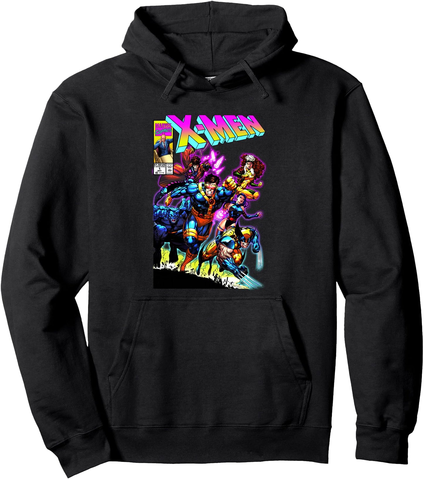 Marvel X-Men Retro Neon Group Shot Comic Book Cover Pullover Hoodie