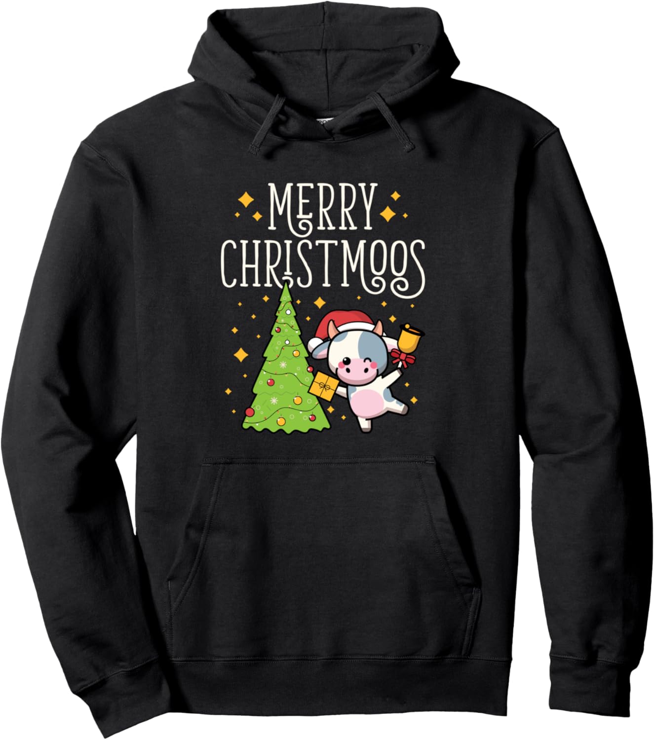 Merry Christmoos Christmas Cow Tree Cows Holiday Xmas Pullover Hoodie