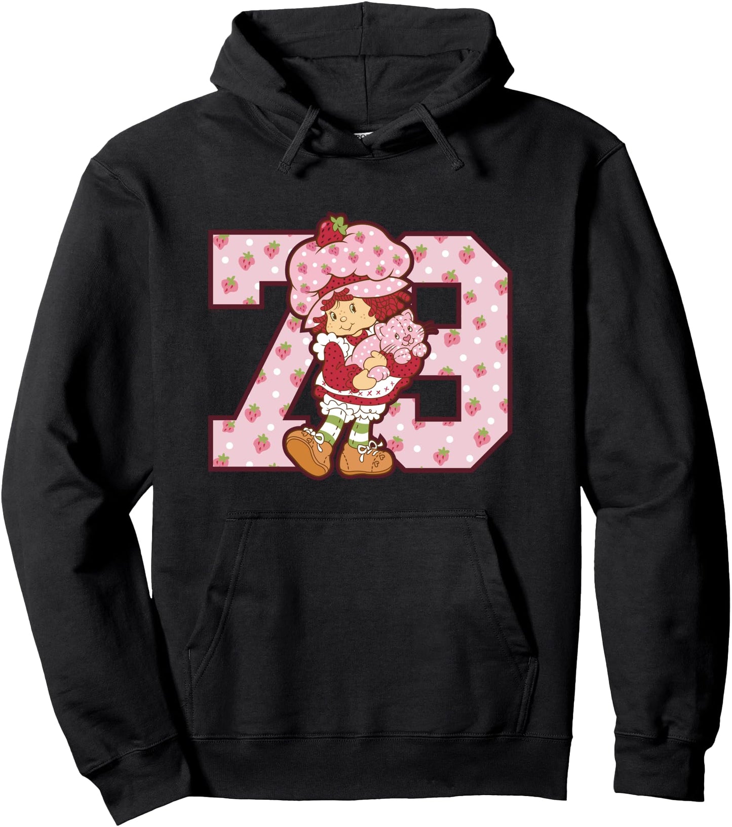 Strawberry Shortcake Collegiate 79 Polka Dot Vintage Cartoon Pullover Hoodie