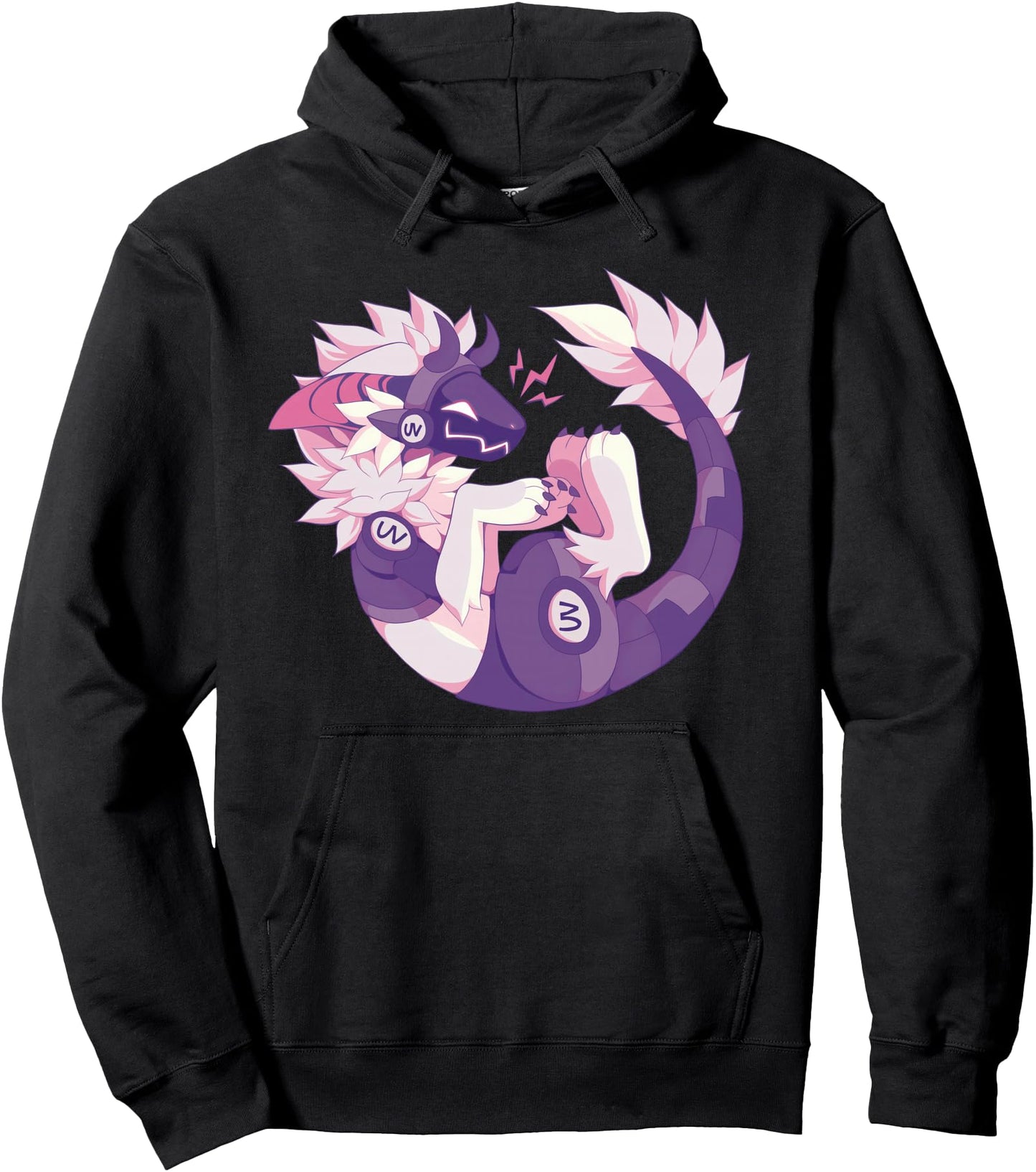 wingedwolf94 Protogen Furry Fandom Art Pullover Hoodie, Small, Black