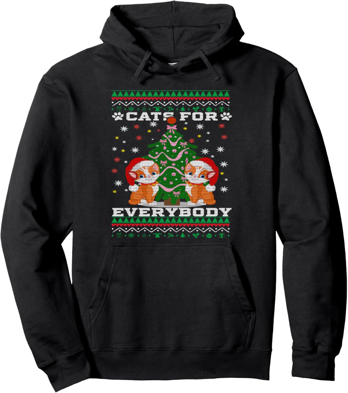 Cats For Everybody Christmas Cat Funny Xmas Men Women Santa Pullover Hoodie