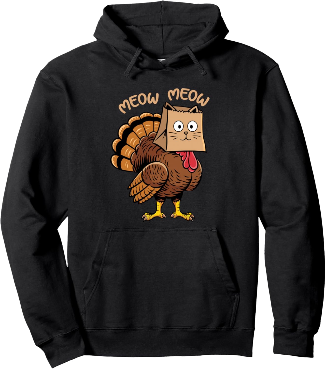 Happy Thanksgiving Cat Costume Turkey Funny Fake Cat Meow Pullover Hoodie