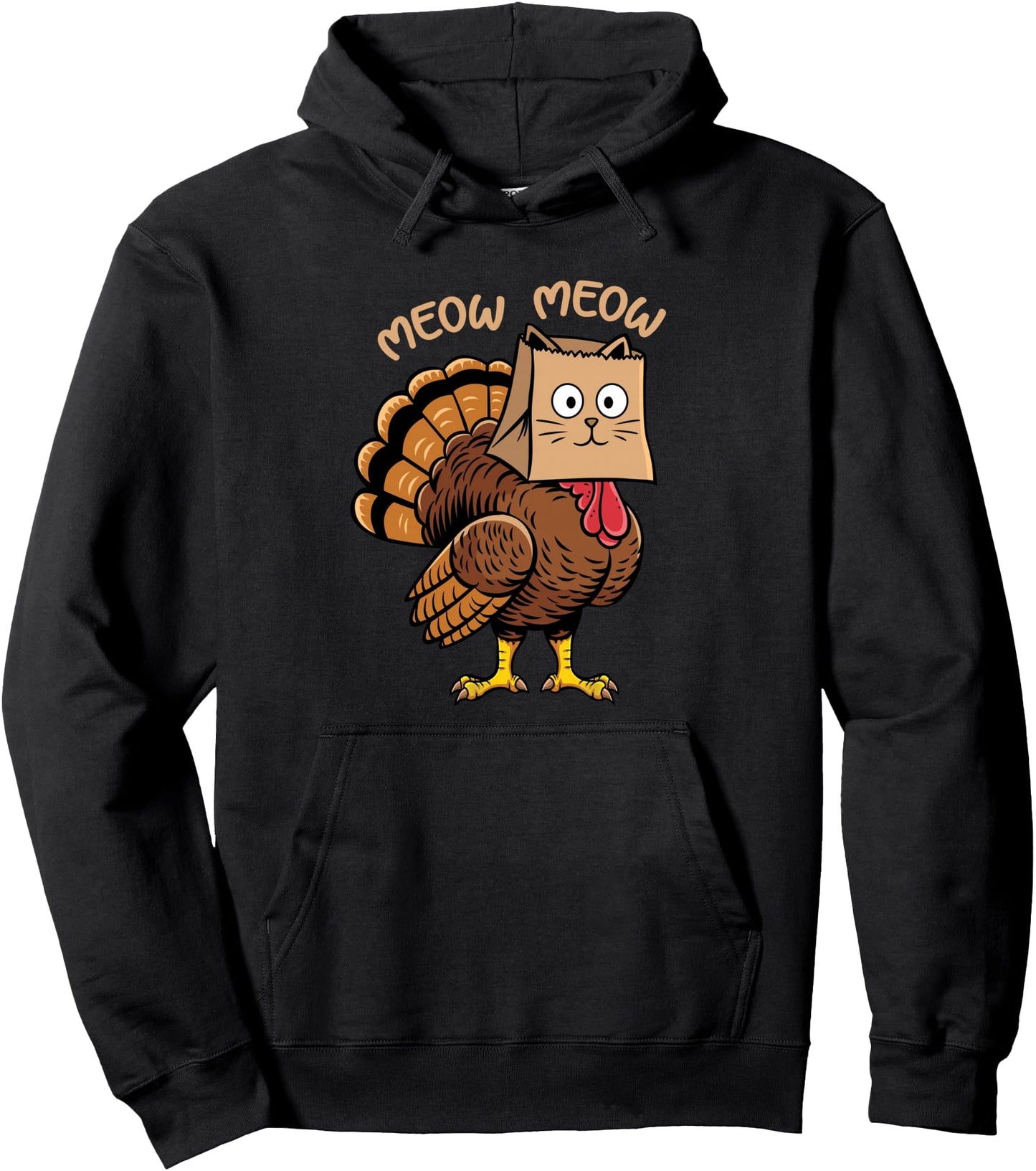 Happy Thanksgiving Cat Costume Turkey Funny Fake Cat Meow Pullover Hoodie