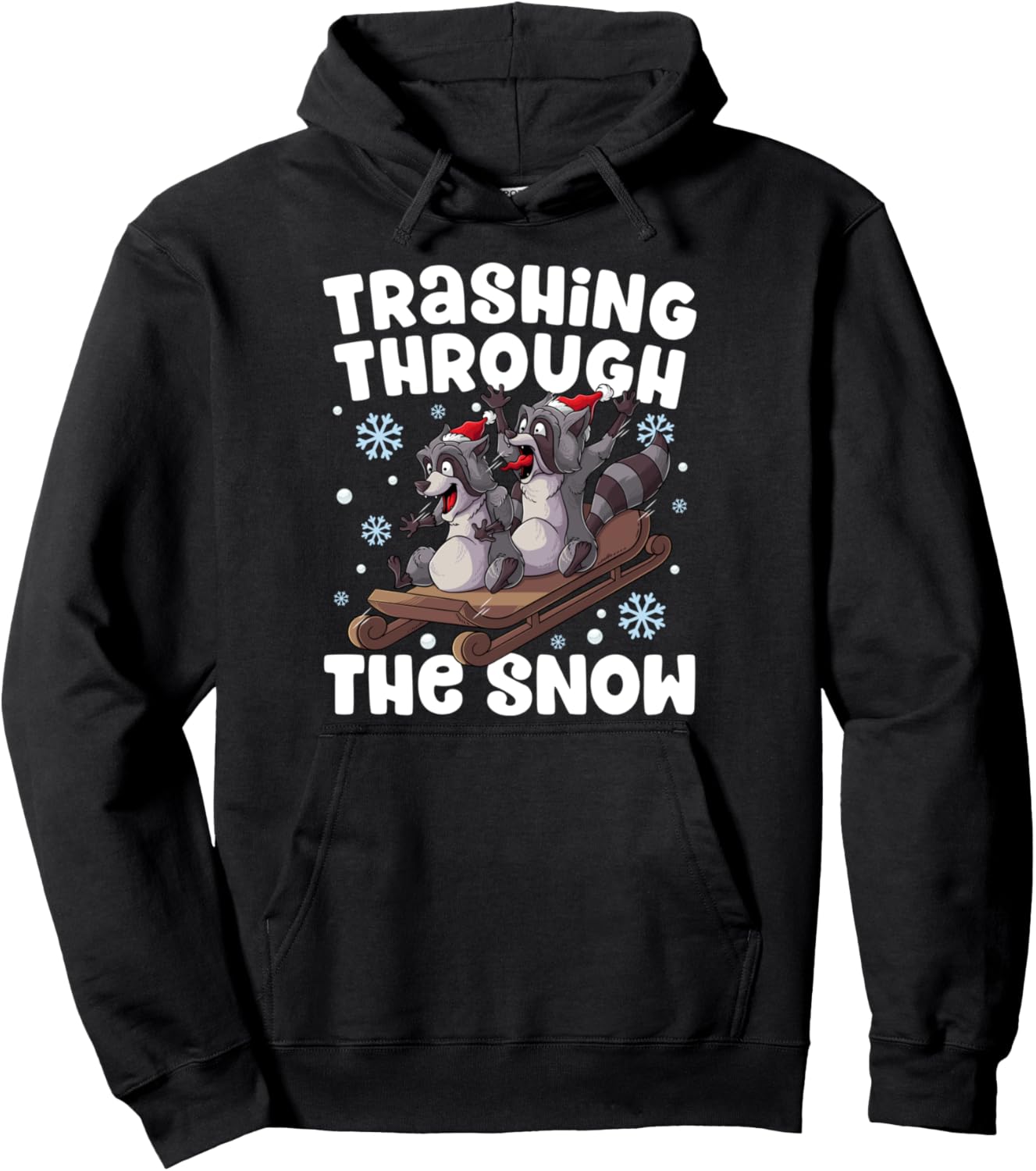 Santa Racoon Trashing Through The Snow Cute Christmas Xmas Pullover Hoodie