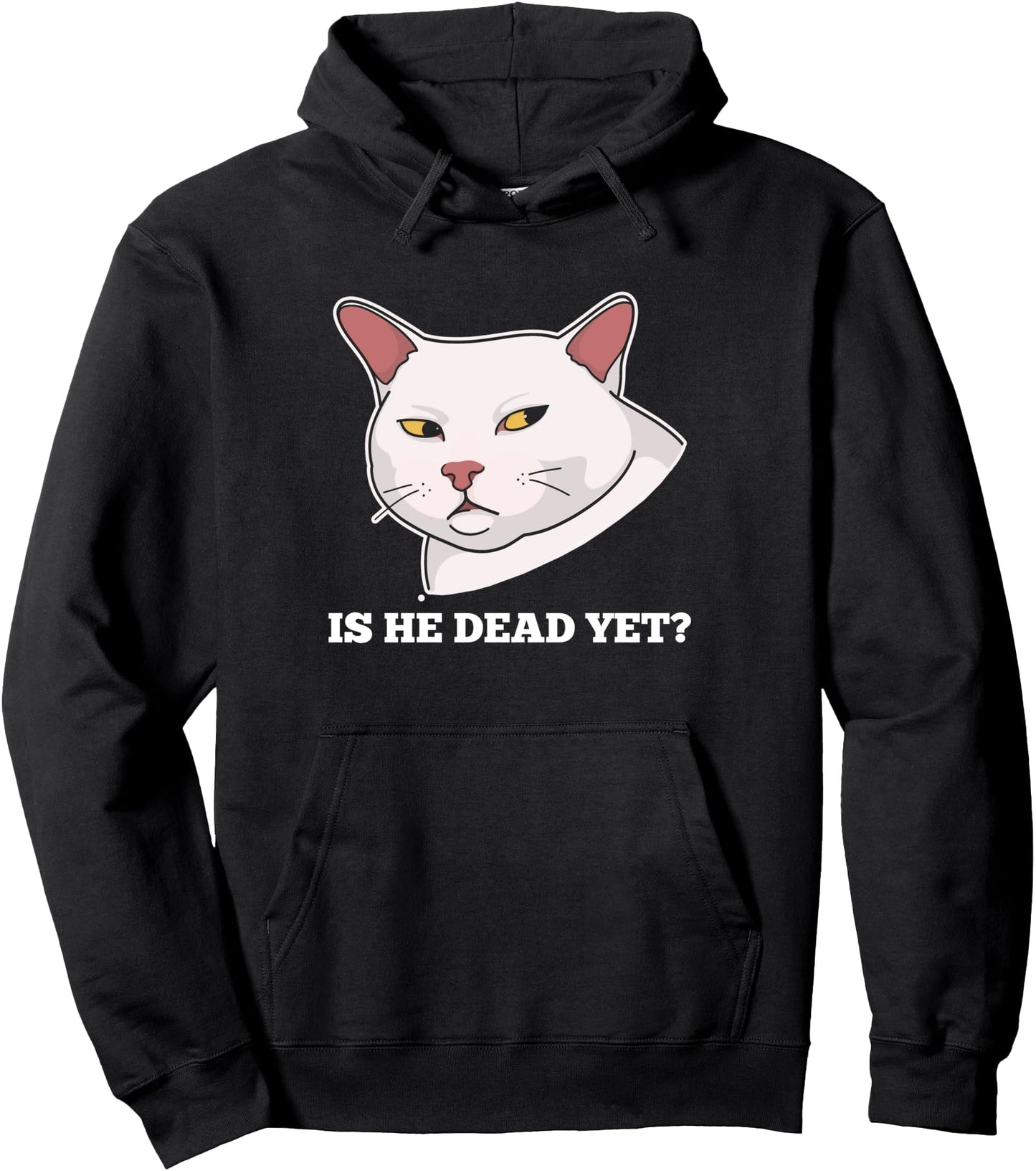 Is He Vintage Dead Yet Dark Humor Funny Persian Cat Meme Pullover Hoodie
