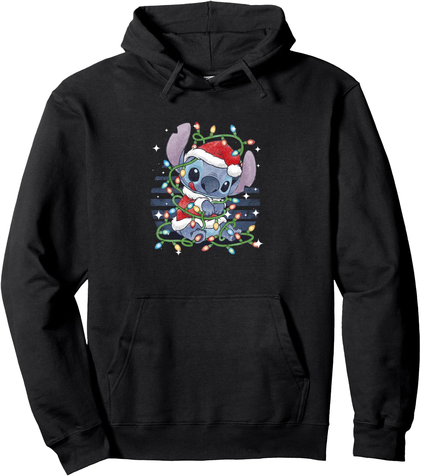 Disney Lilo & Stitch Christmas Tangled Lights Portrait Pullover Hoodie