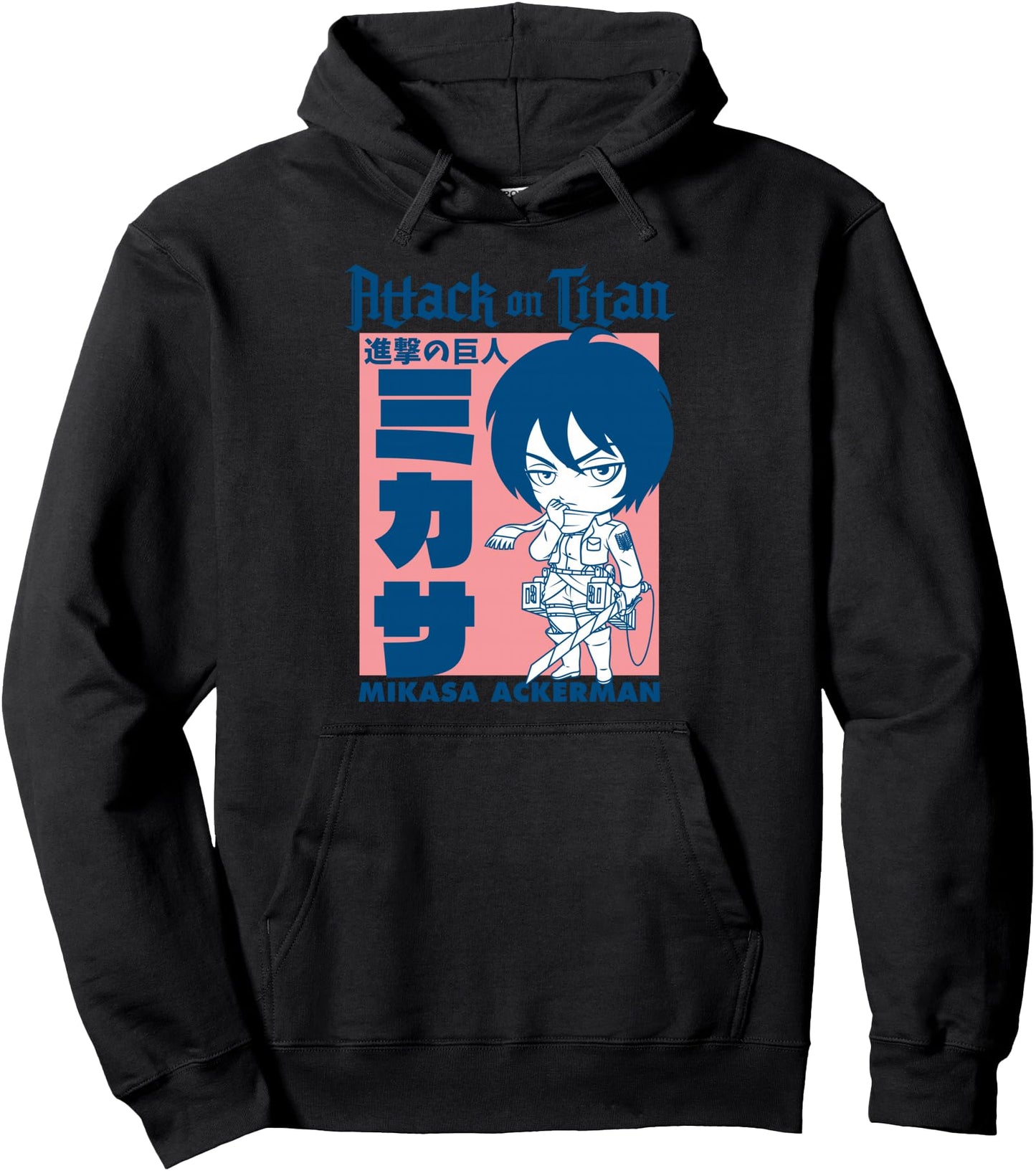 Attack on Titan Season 3 Chibi Mikasa Block Art AOT Anime Pullover Hoodie
