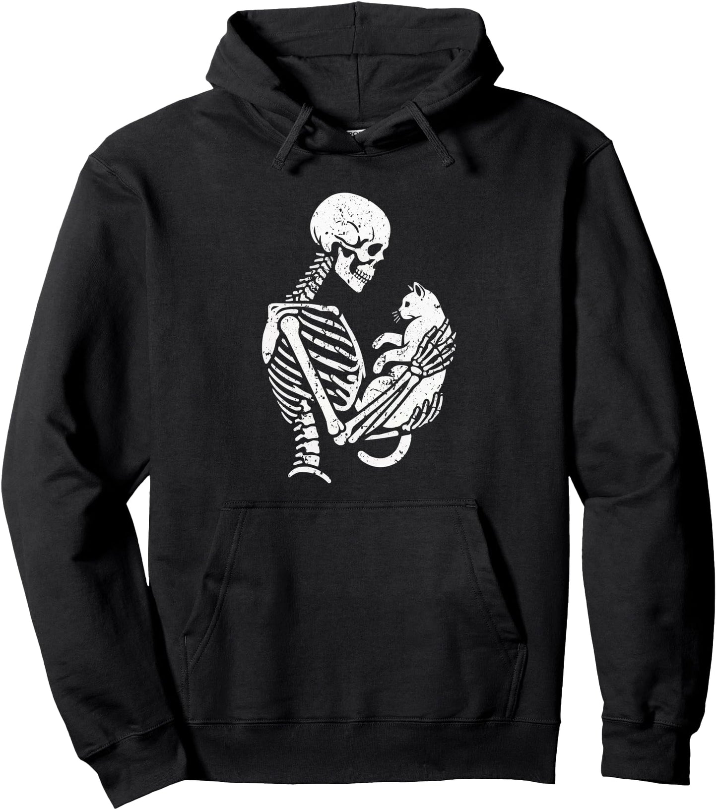 Gothic Skeleton Holding A Cat Halloween For Men, Women, Pullover Hoodie