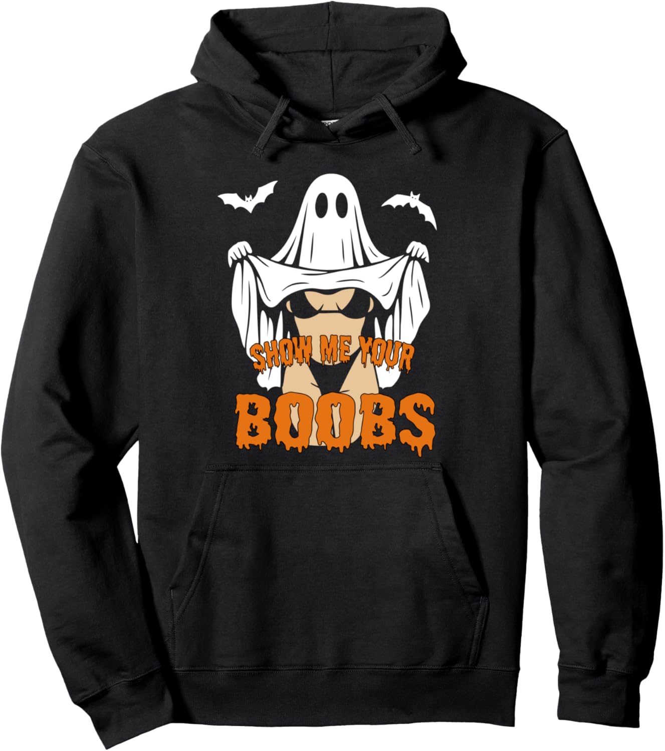 Show Me Your Boobs Funny Halloween Ghost Funny Meme Pullover Hoodie