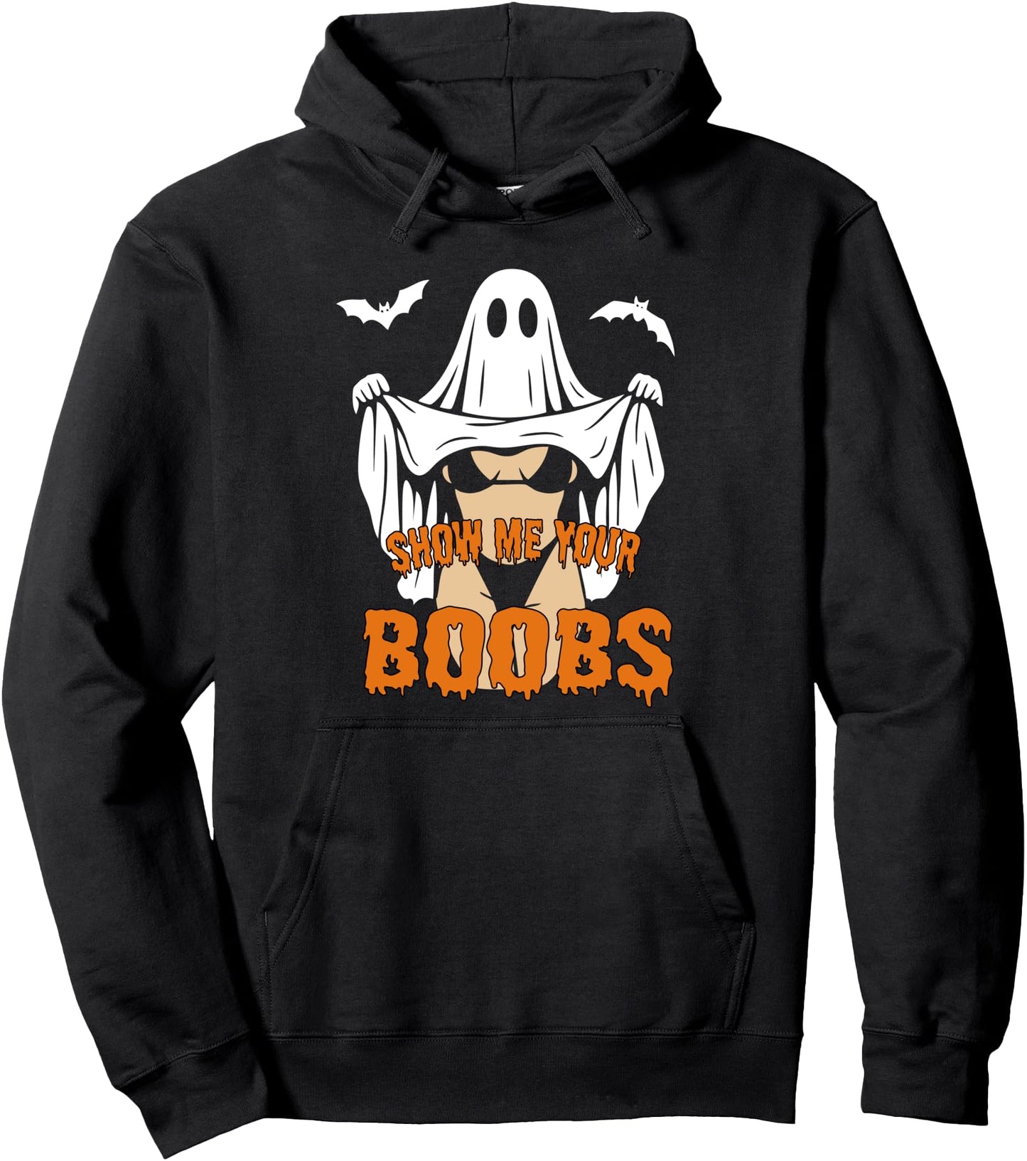 Show Me Your Boobs Funny Halloween Ghost Funny Meme Pullover Hoodie