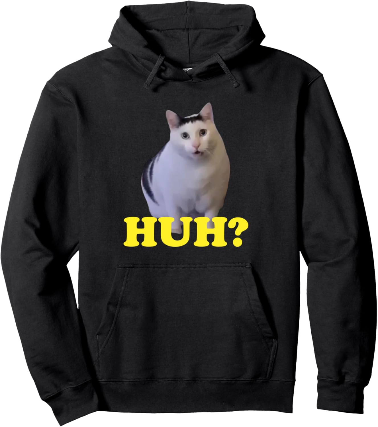 HUH? Funny Saying Sarcastic Novelty Tee That Says Cat Meme Pullover Hoodie