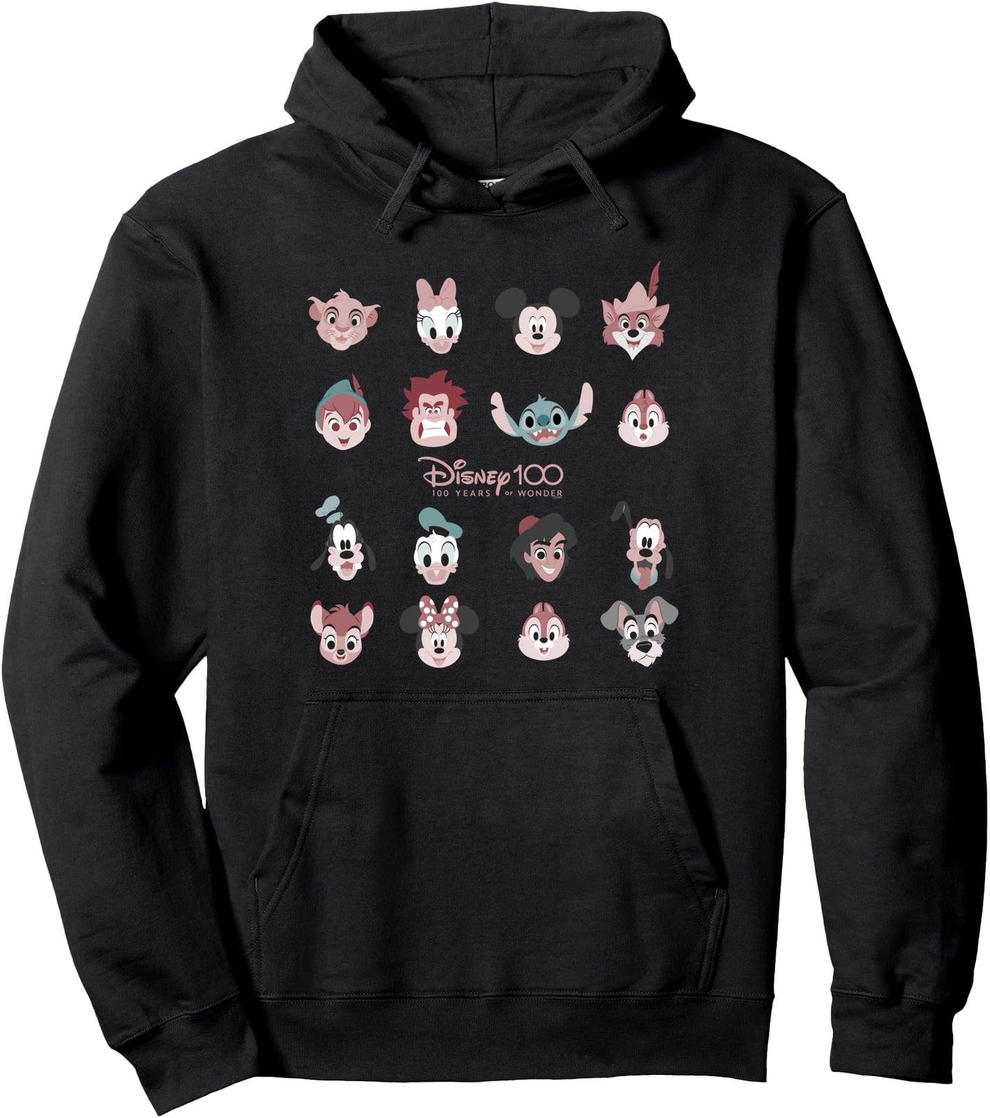 Disney 100 Years of Wonder Famous Faces Muted Cute D100 Pullover Hoodie