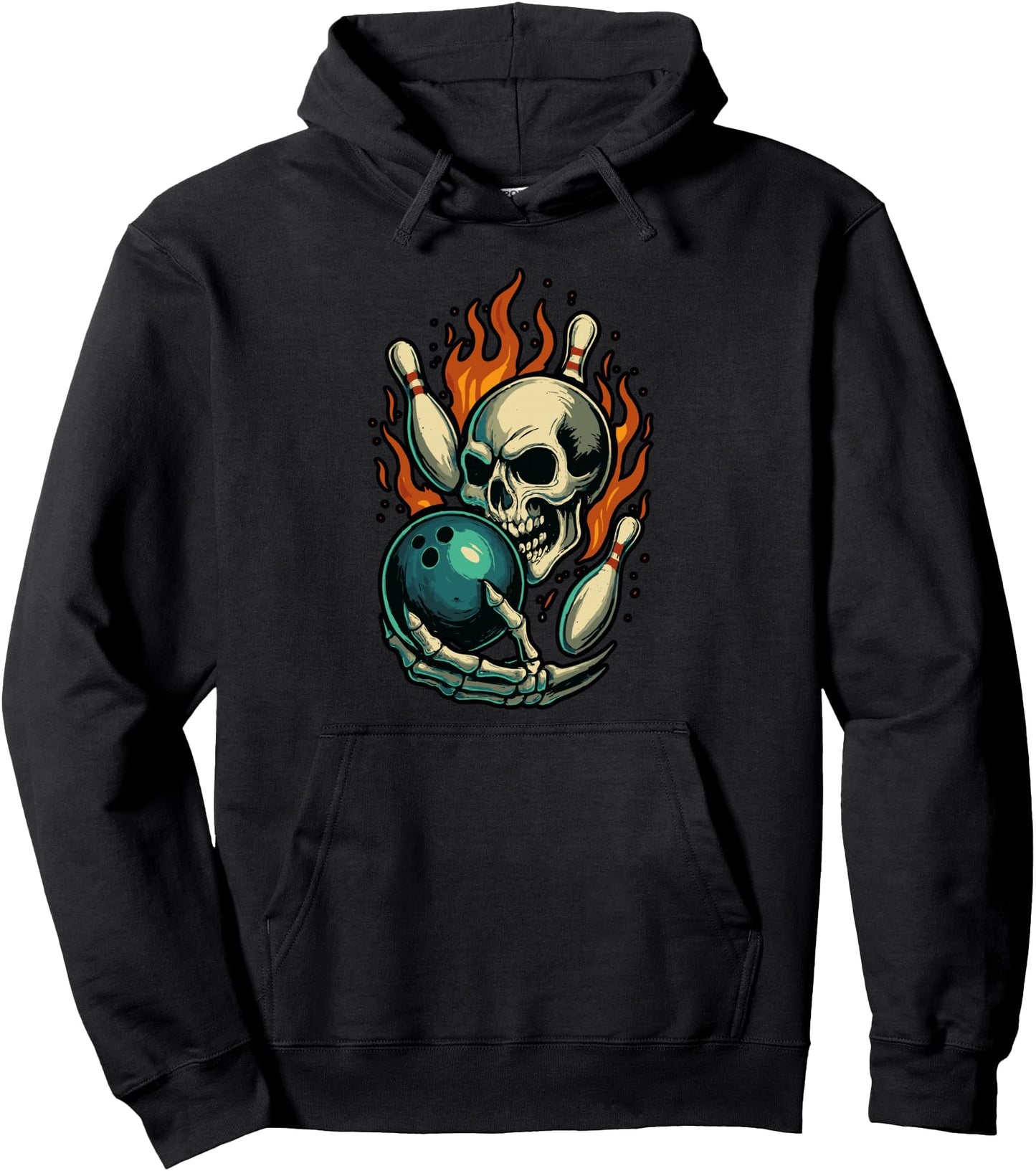 Bowling Skull Strike Humor Cool Sports Pullover Hoodie
