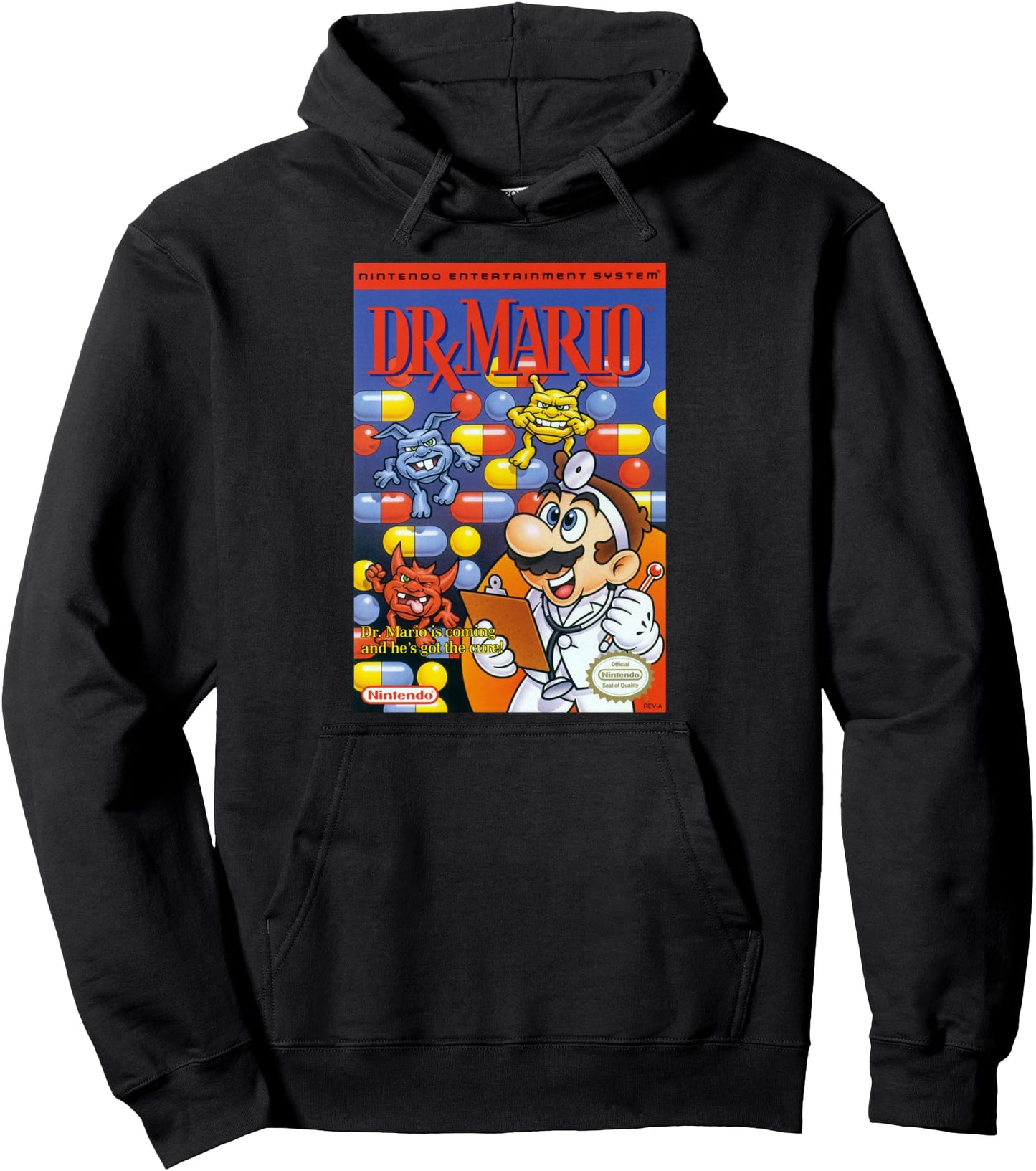Super Mario Dr Mario Retro NES Game Cover Poster Pullover Hoodie