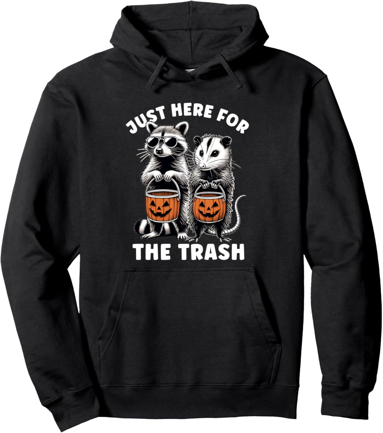 Halloween Raccoon Possum Just Here For The Trash Raccoon Pullover Hoodie