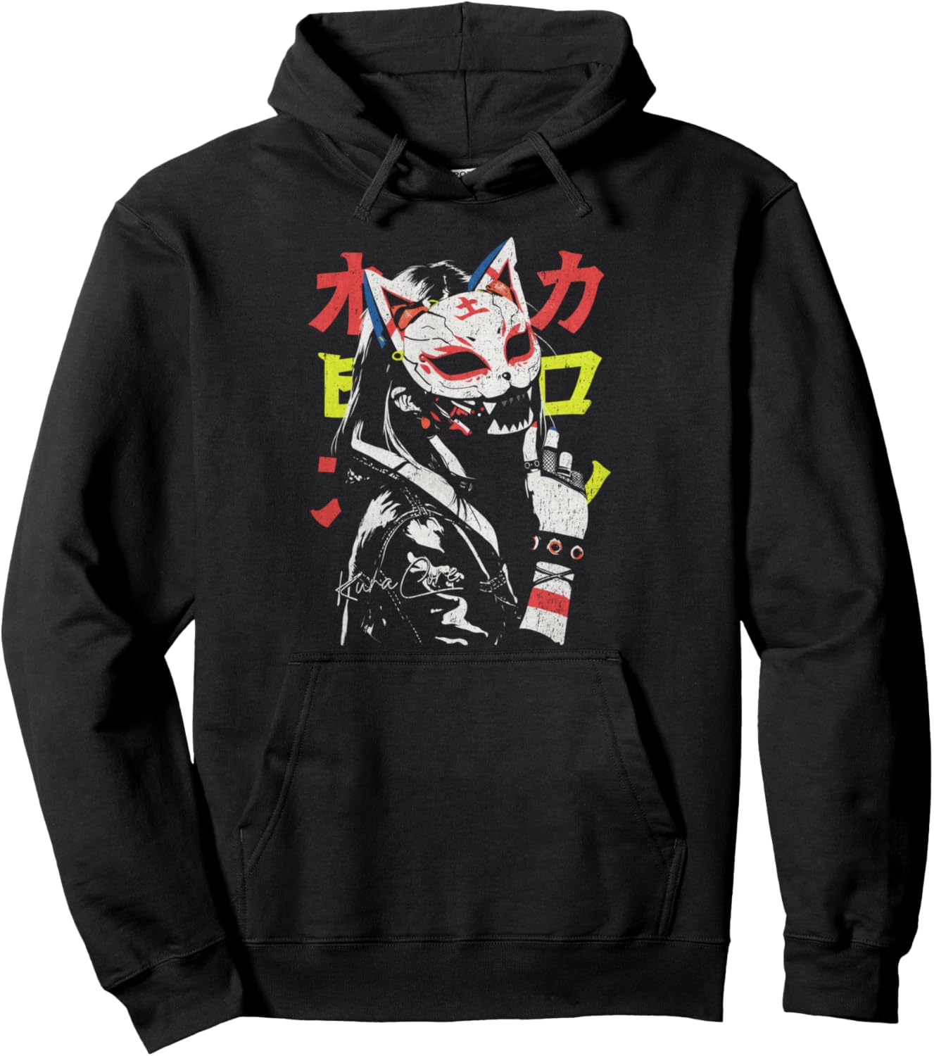 Japanese Streetwear Cyberpunk Y2K Techwear Neko Manga Anime Pullover Hoodie