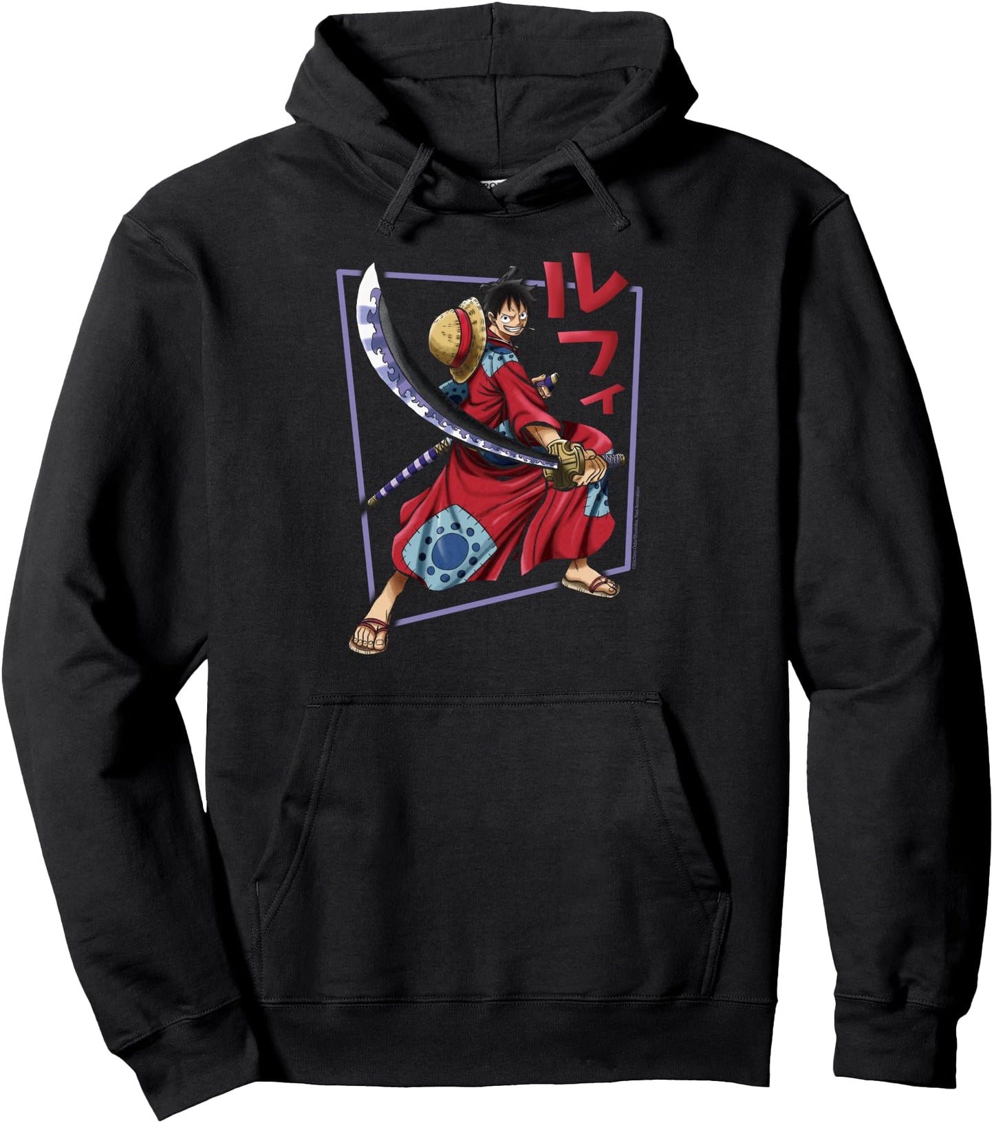 One Piece Anime Luffy Wano Costume Illustration Pullover Hoodie