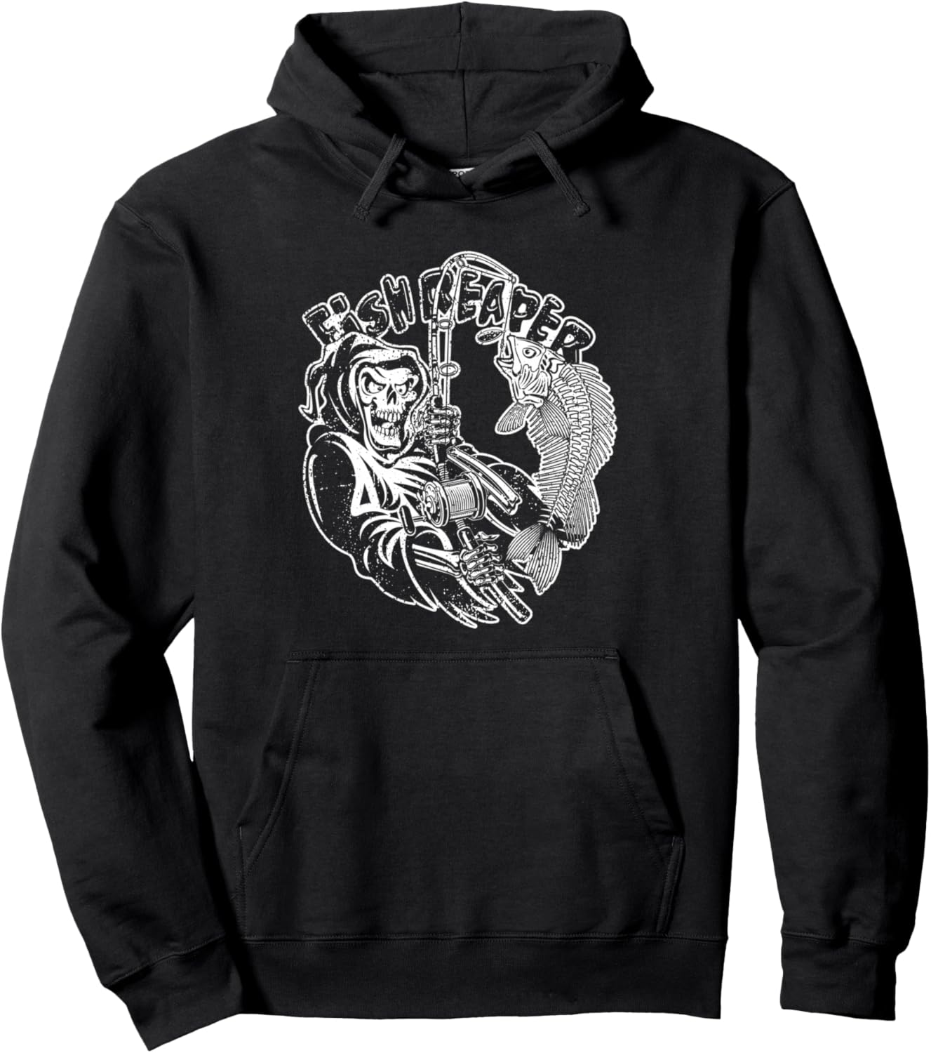 Fish Reaper Cool Pro Angler Fisher Fisherman Fishing Grim Pullover Hoodie