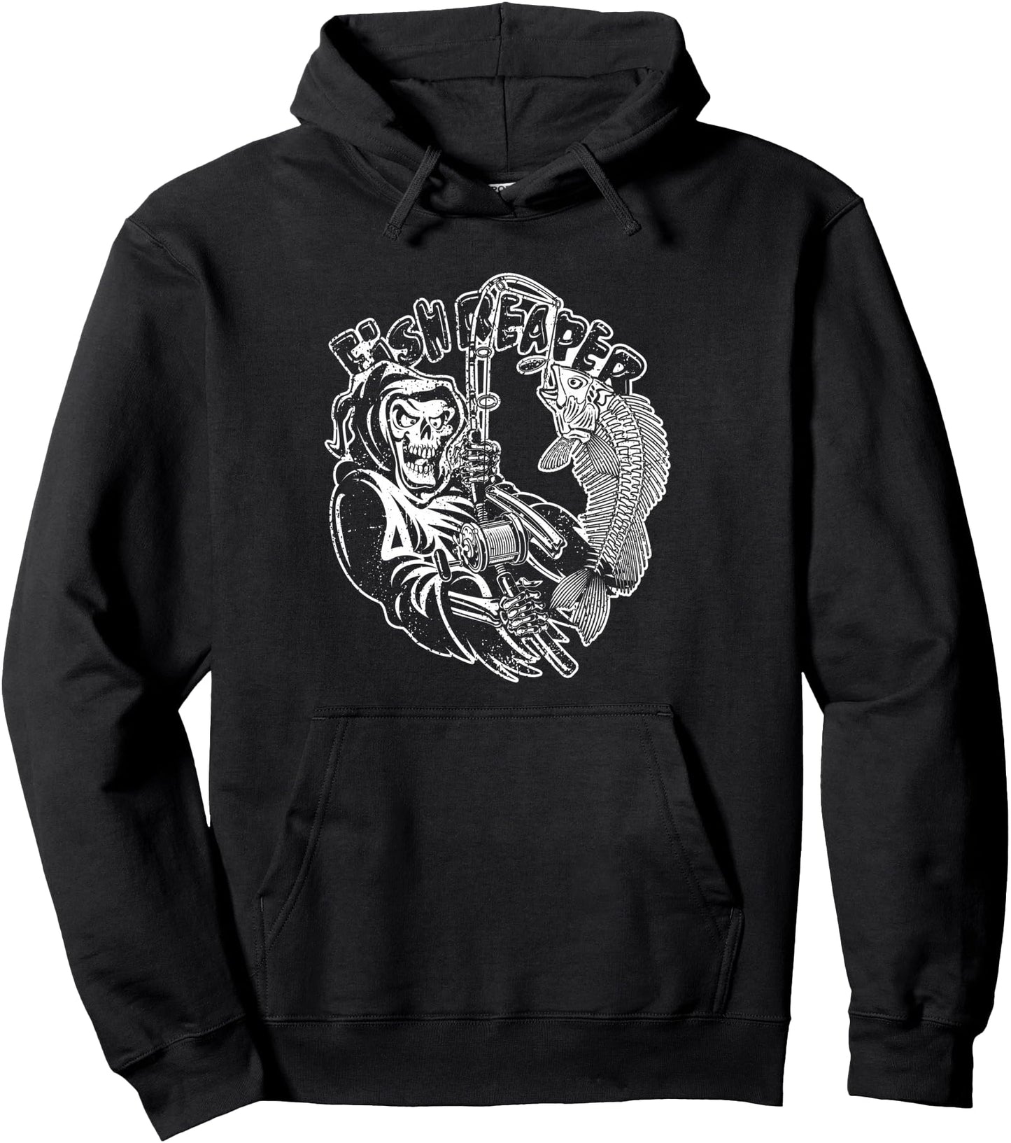 Fish Reaper Cool Pro Angler Fisher Fisherman Fishing Grim Pullover Hoodie