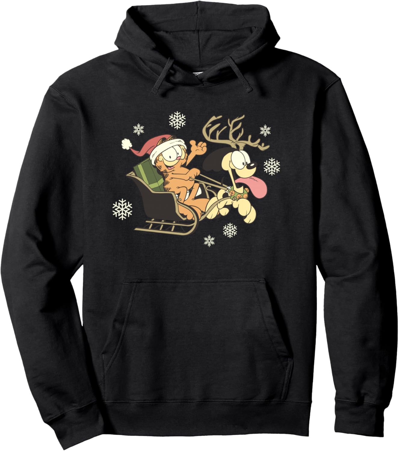 Garfield Christmas Reindeer Odie Jolly Sleigh Winter Fun Pullover Hoodie