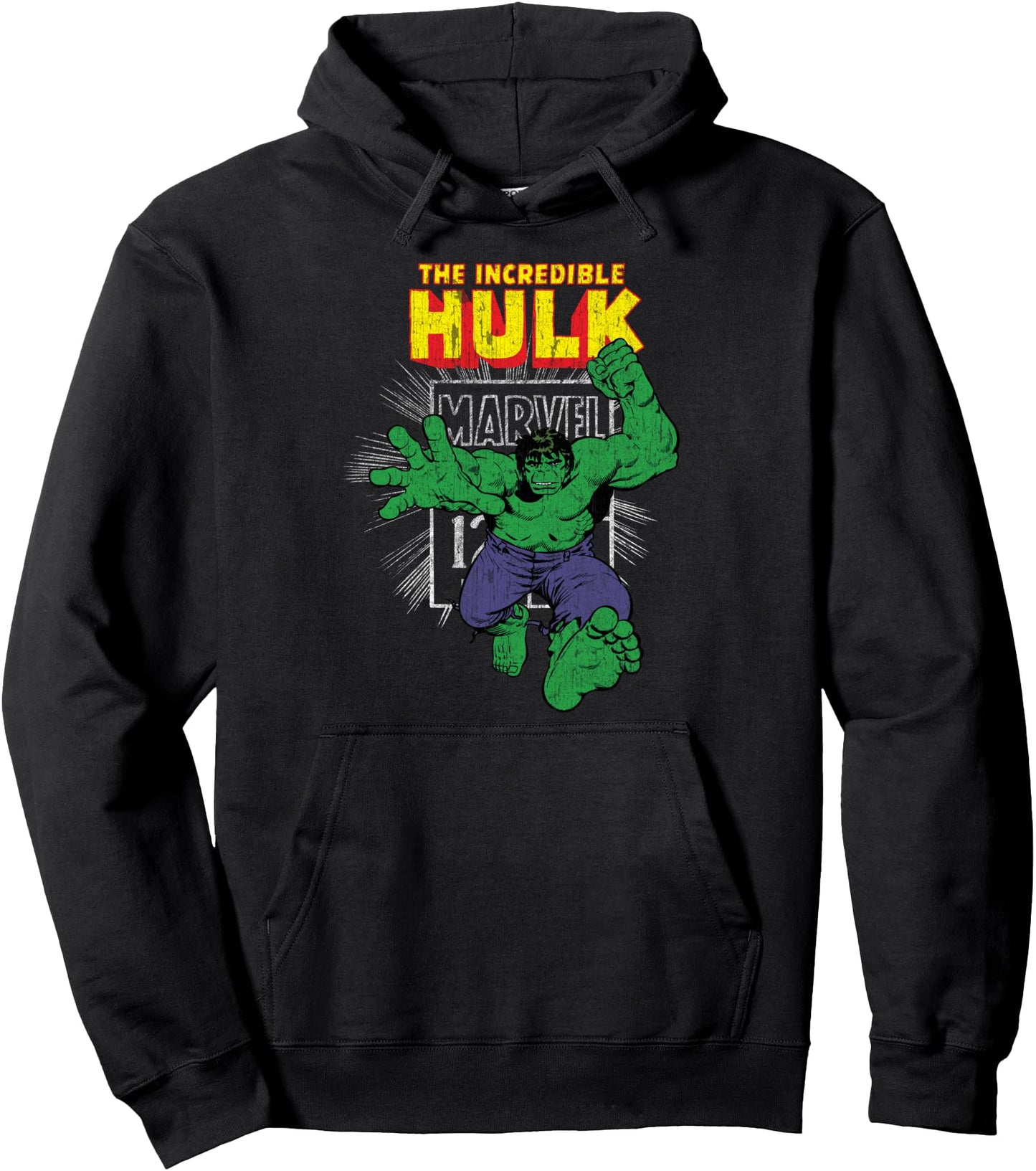 Marvel Incredible Hulk Retro Comic Stamp Logo Hoodie Pullover Hoodie