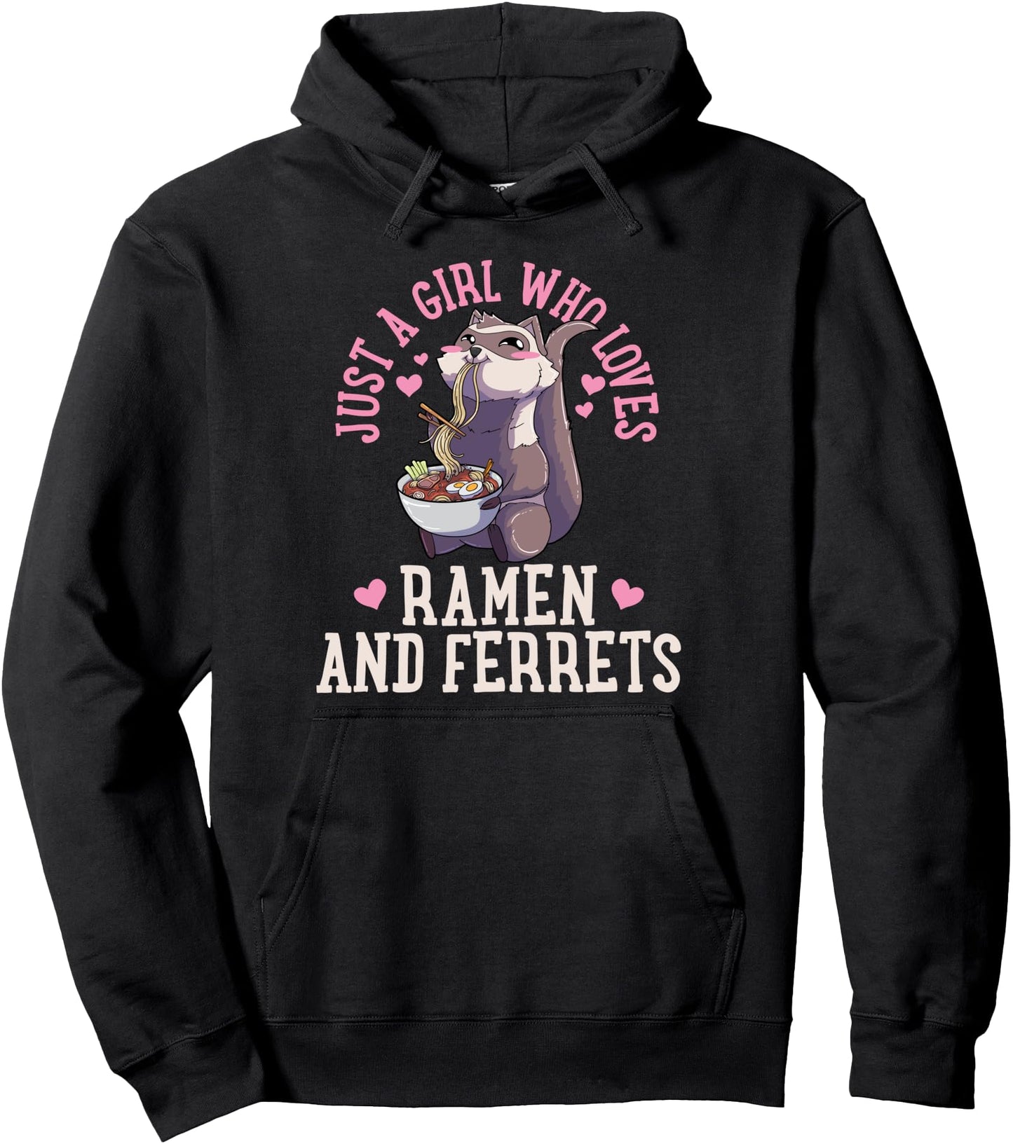 Ramen Ferret Girl Love Anime Kawaii Pullover Hoodie