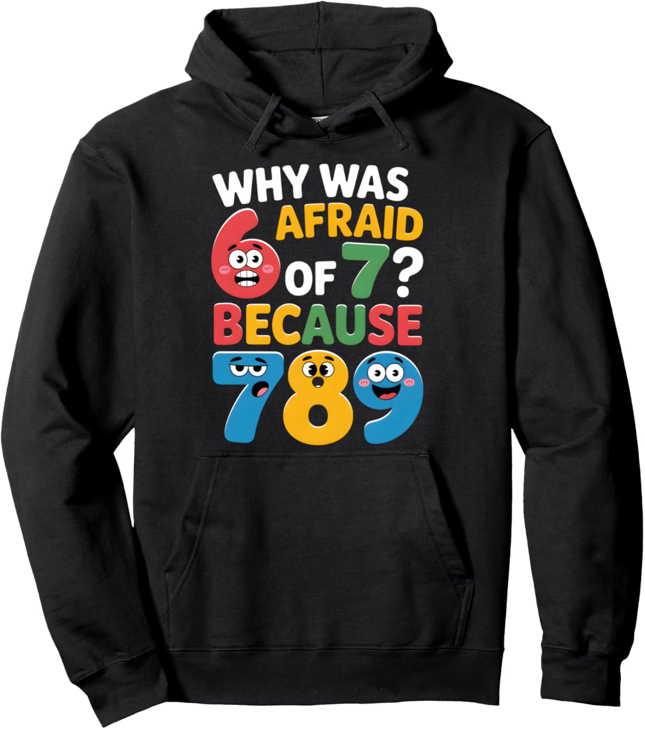 Why Was 6 Afraid of 7 Funny Math Day Joke Cartoon Numbers Pullover Hoodie