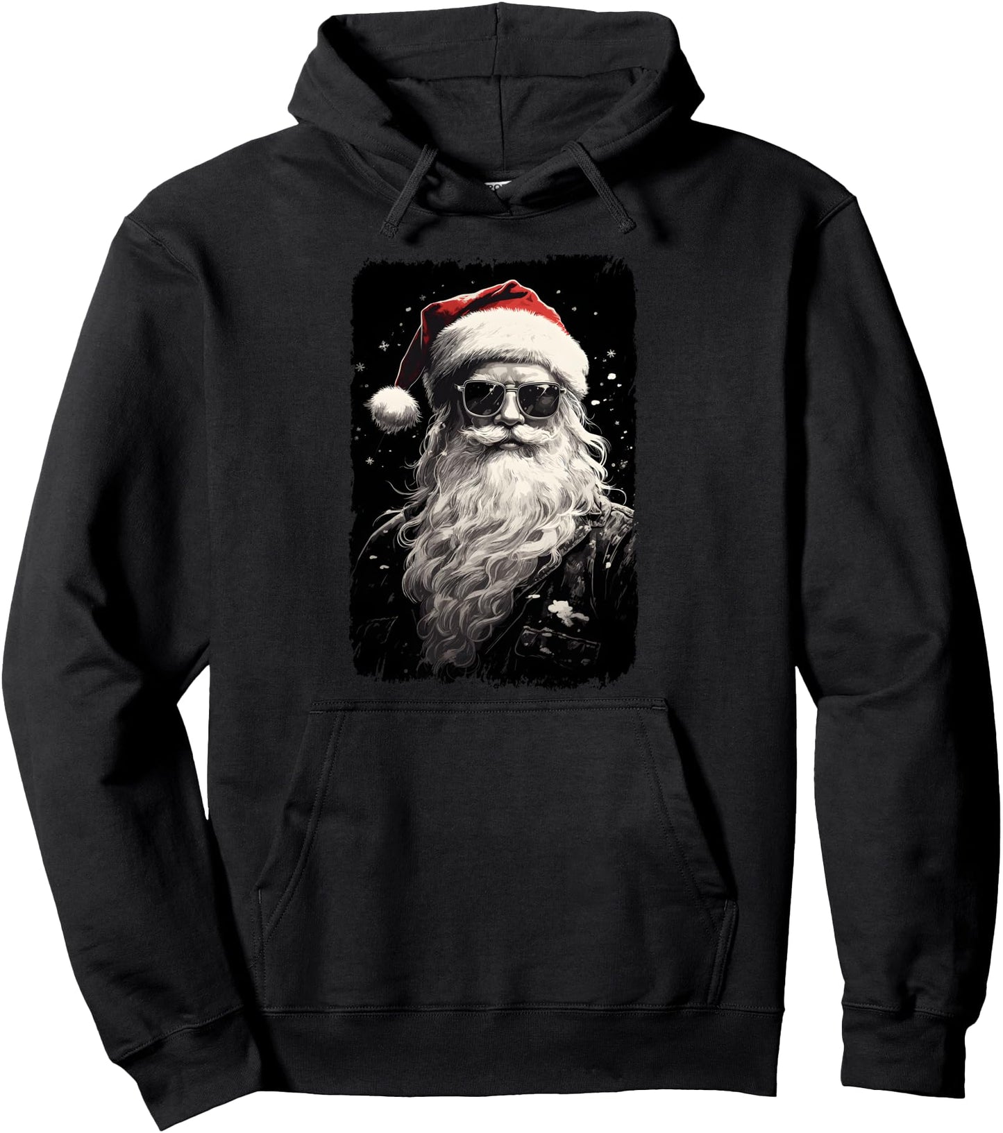 Hipster Santa With Sunglasses Santa Claus Retro Christmas Pullover Hoodie