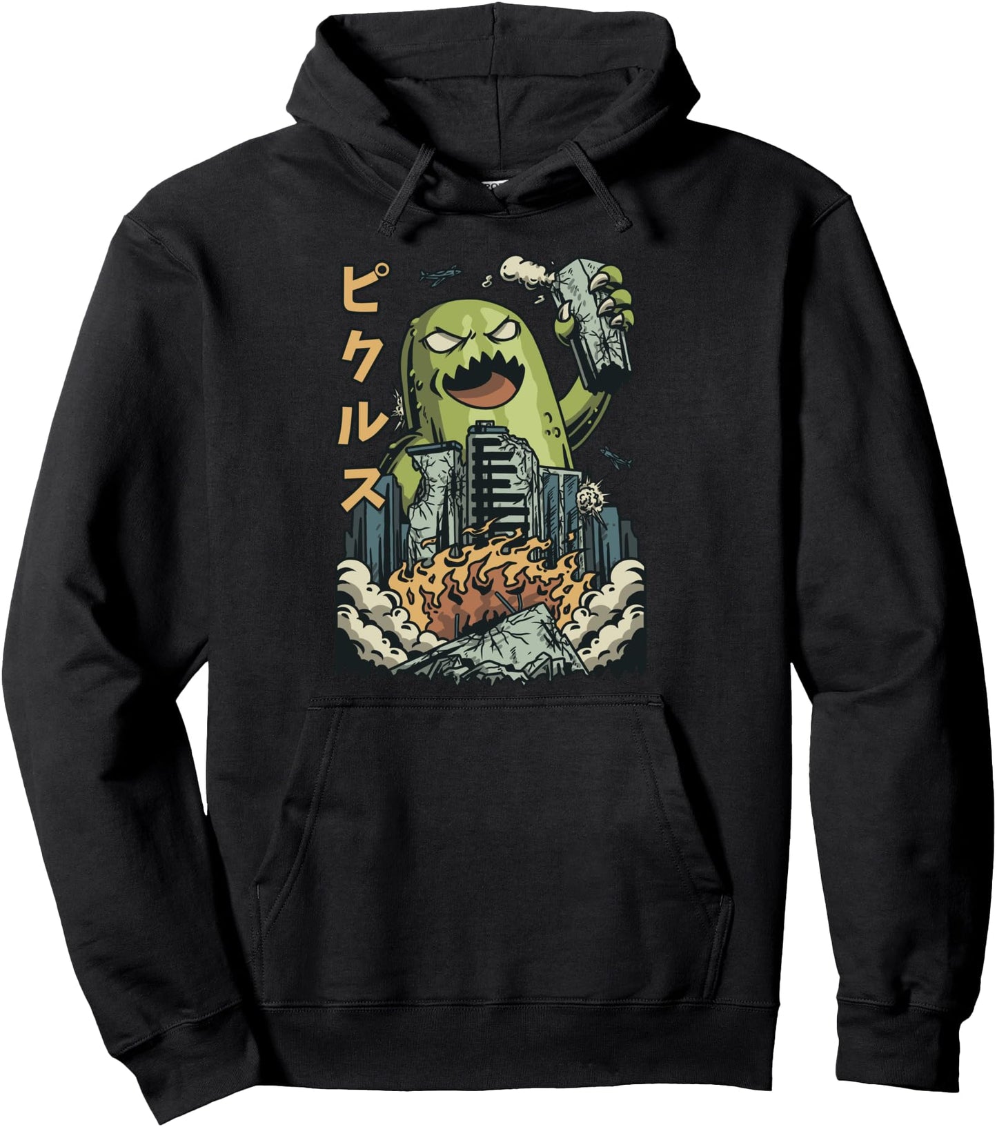 Japanese Killer Pickle Vegetable Kaiju Anime Pullover Hoodie