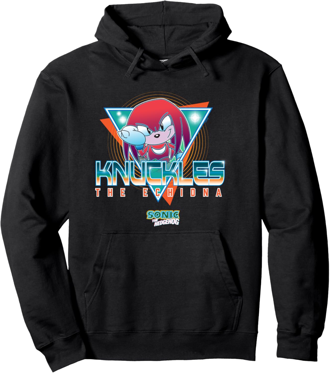 Sonic The Hedgehog Knuckles The Echidna Retro Neon Logo Pullover Hoodie