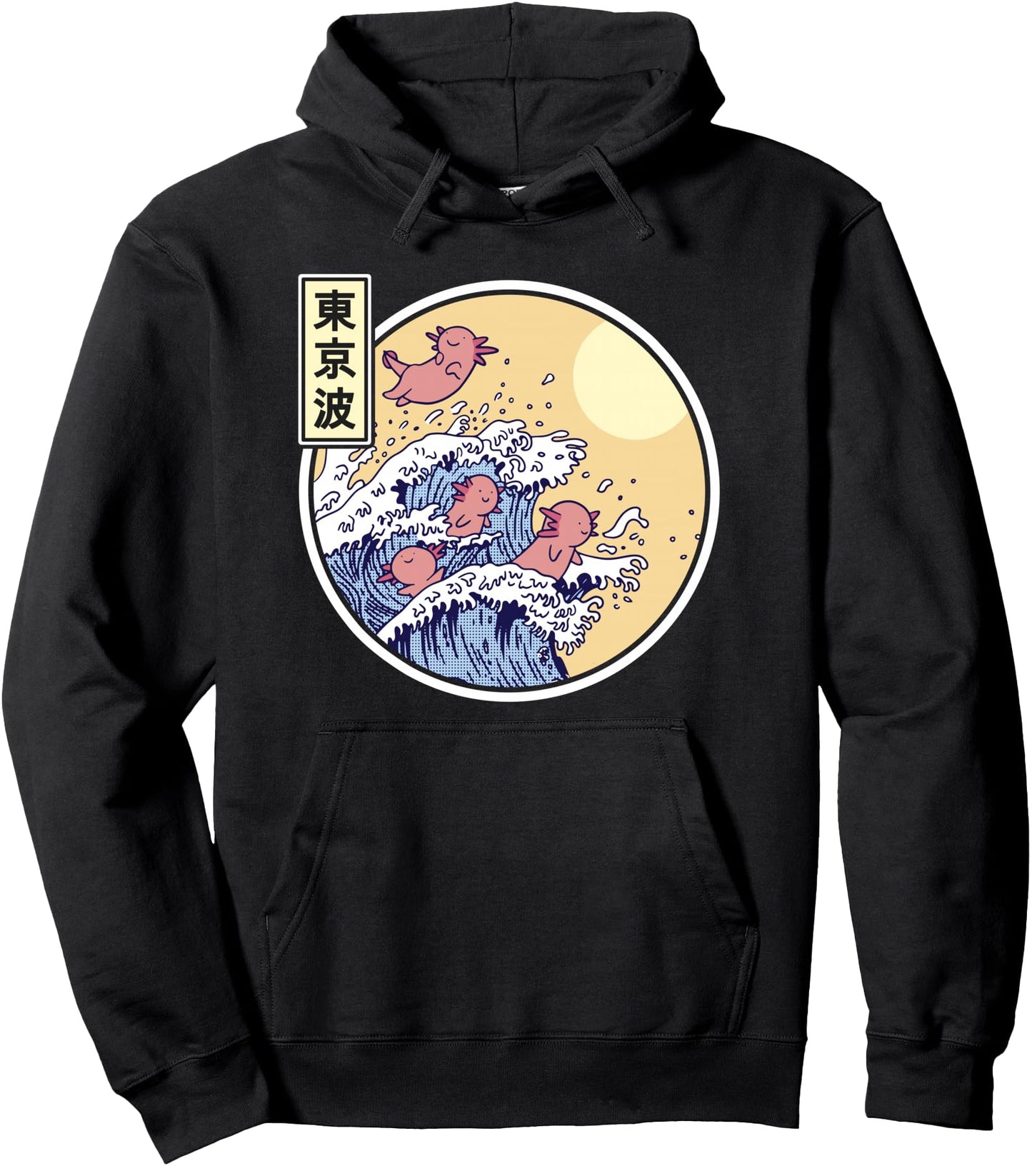 Axolotl Surfing Japanese Waves Japan Aesthetic Girls Teen Pullover Hoodie