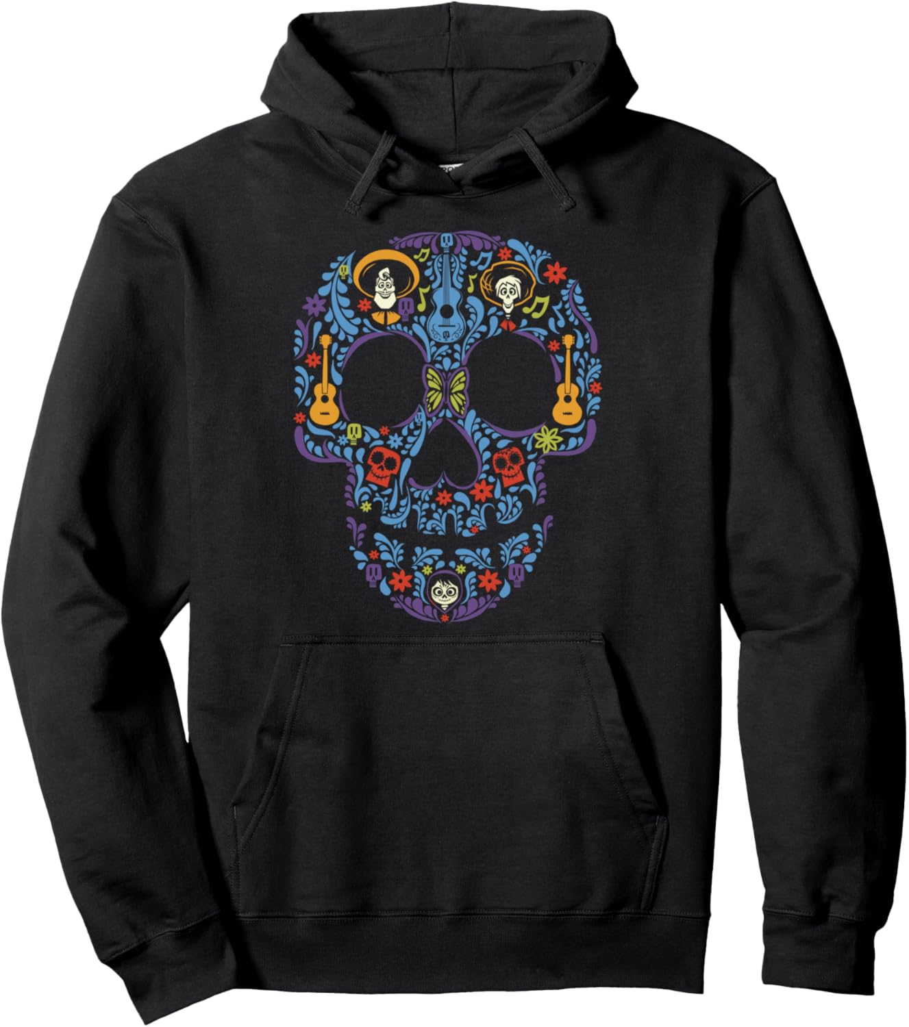 Disney Pixar Coco Classic Day Of The Dead Skull Chest Logo Pullover Hoodie