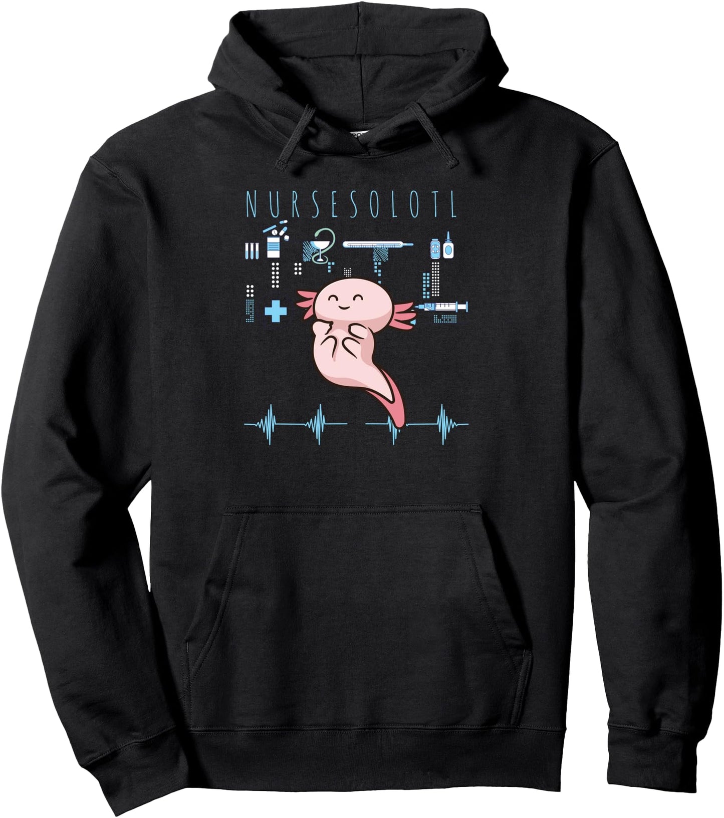 Nursolotl Funny Axolotl Nursing Medical RN Nurse Japanese Pullover Hoodie