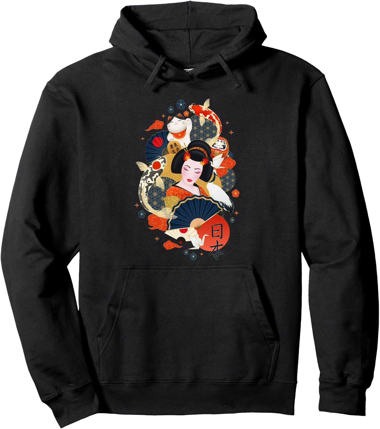 Retro Japanese geisha Pullover Hoodie