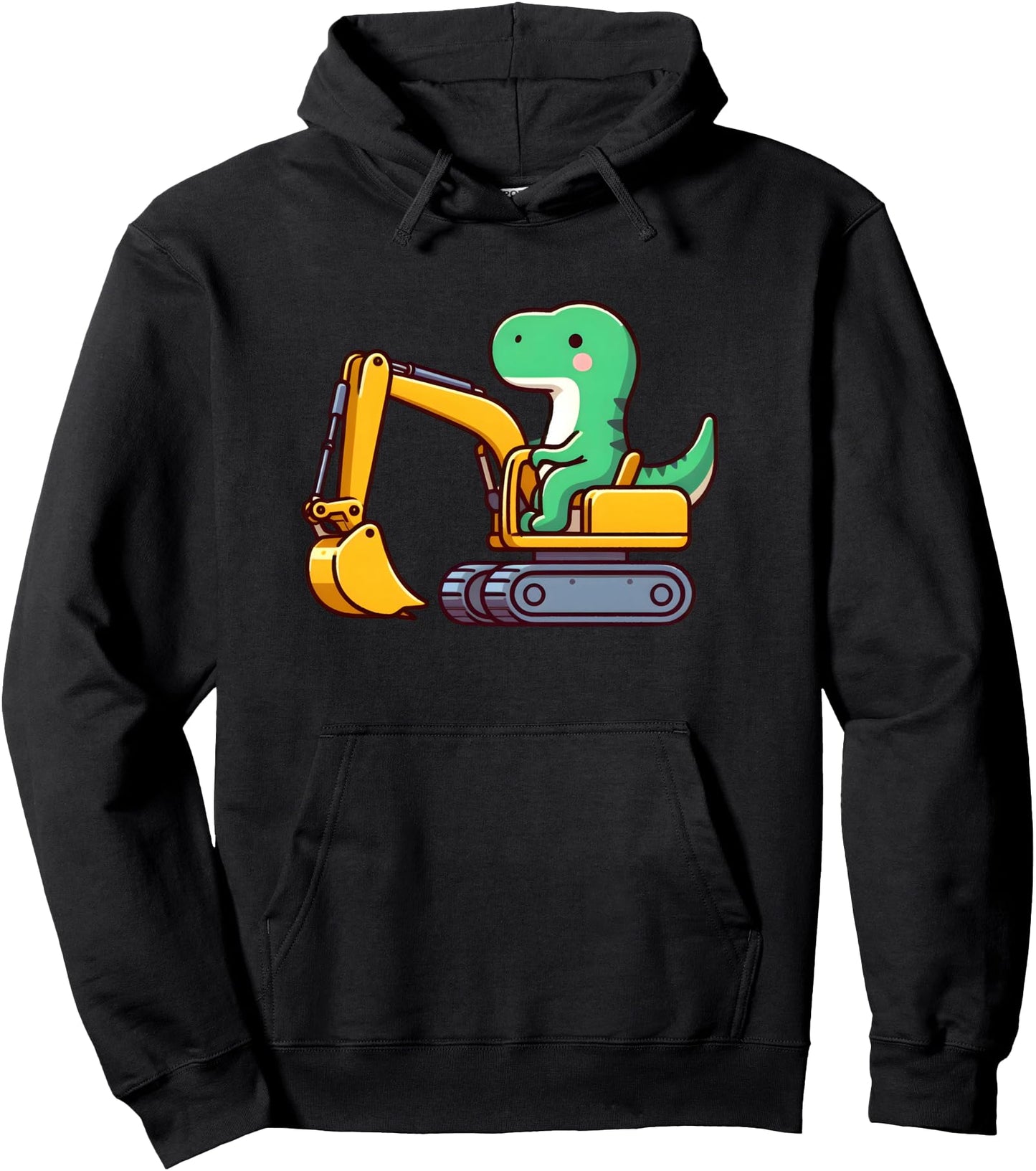 Dinosaur TRex Driving an Excavator Dino Construction Trucks Pullover Hoodie