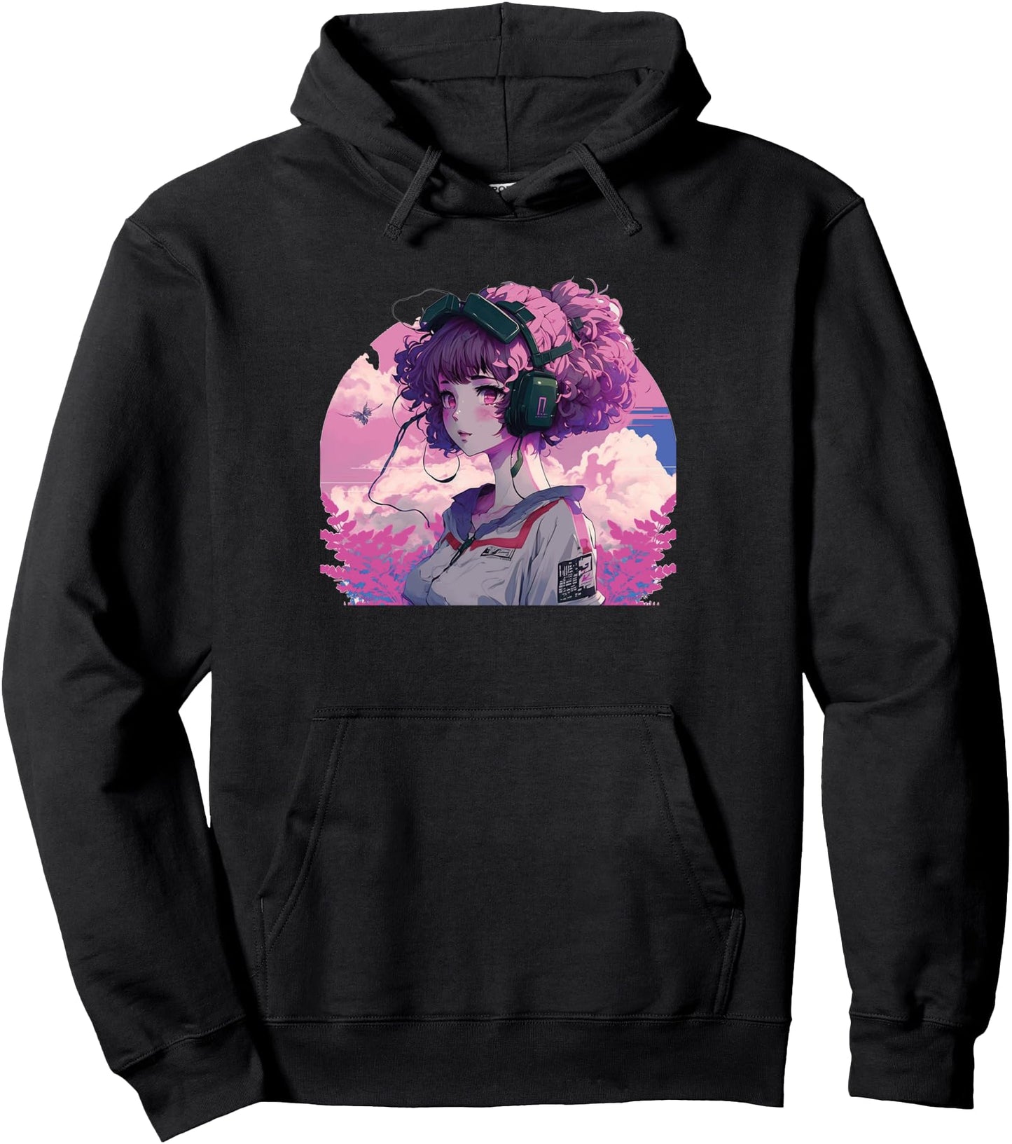 Waifu Anime Japanese Aesthetic Vaporwave Anime Style Pullover Hoodie