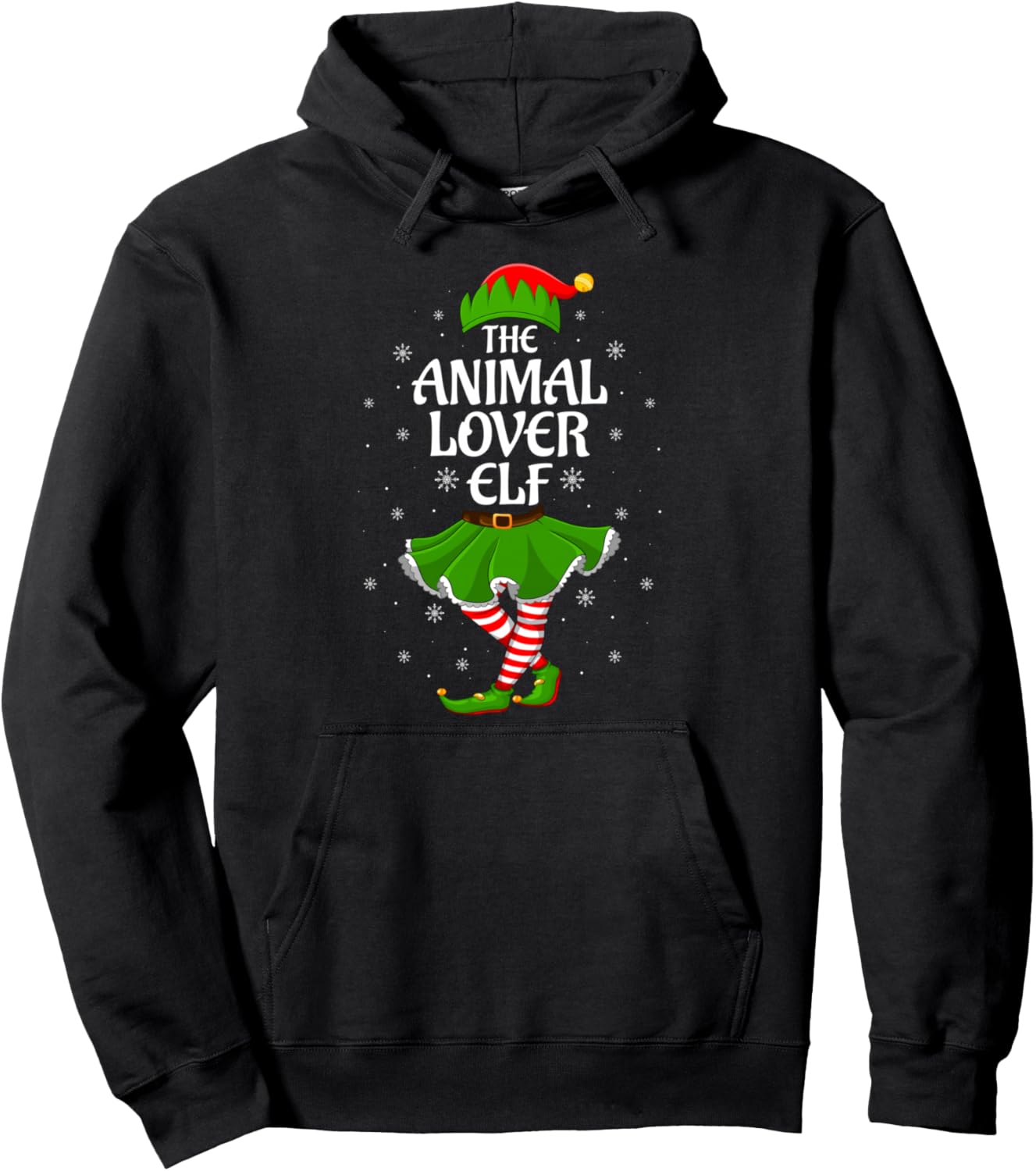 Animal Lover Elf Christmas Family Girls Women Elf Squad Xmas Pullover Hoodie