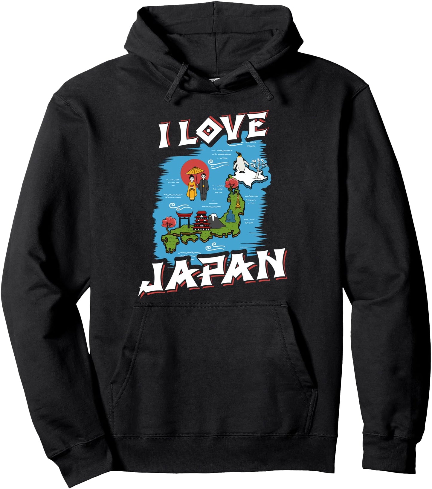 I Love Japan Map Japanese Culture Pullover Hoodie