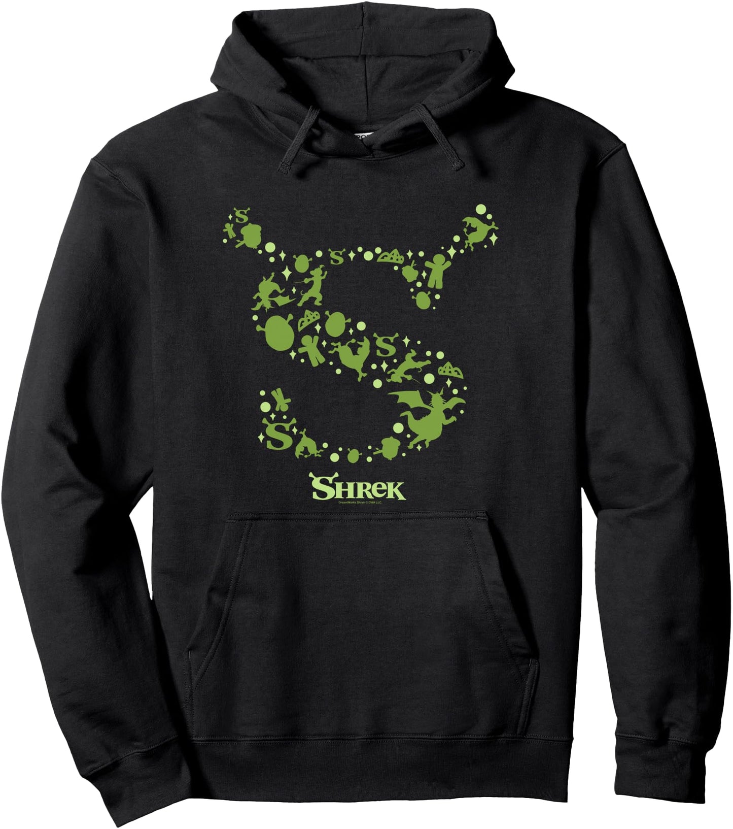 Shrek Character Silhouettes Iconic S Logo Pullover Hoodie