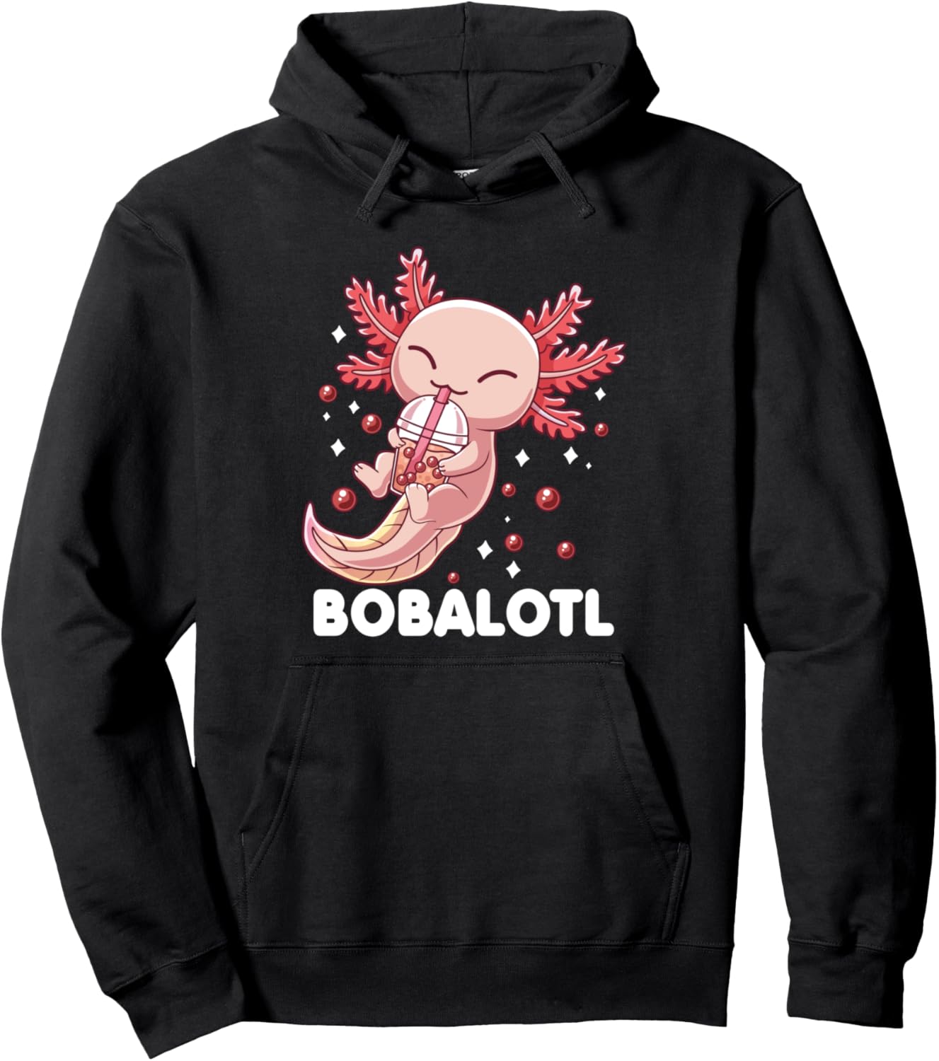 Funny Axolotl Bobalotl Boba Tea Bubble Milk Kawaii Anime Pullover Hoodie