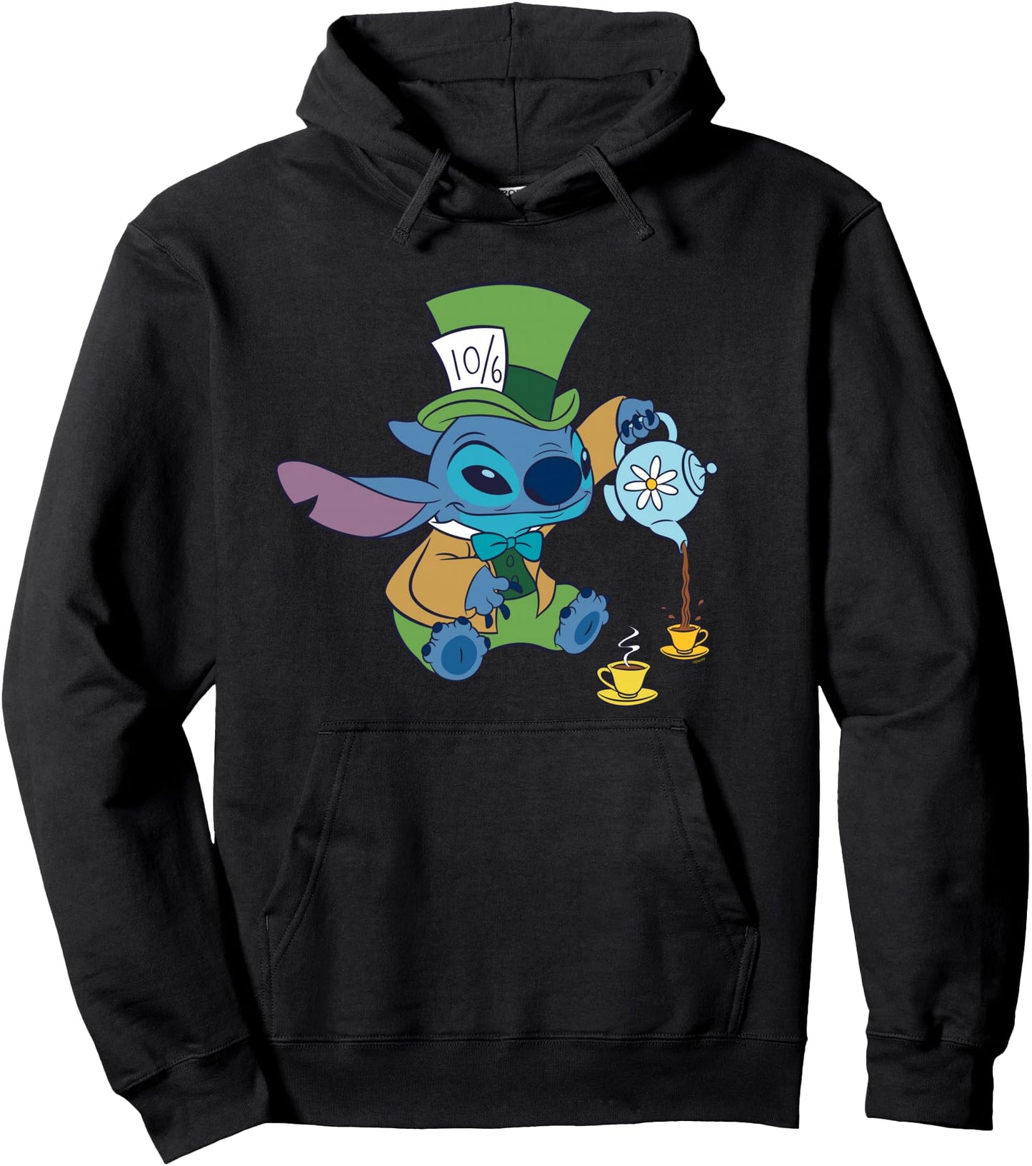 Disney Stitch in Mad Hatter Costume Halloween Wonderland Pullover Hoodie