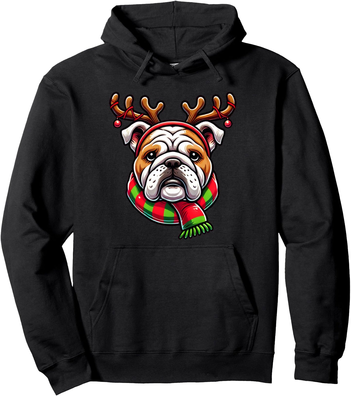 English Bulldog Dog Reindeer Christmas Xmas Pullover Hoodie