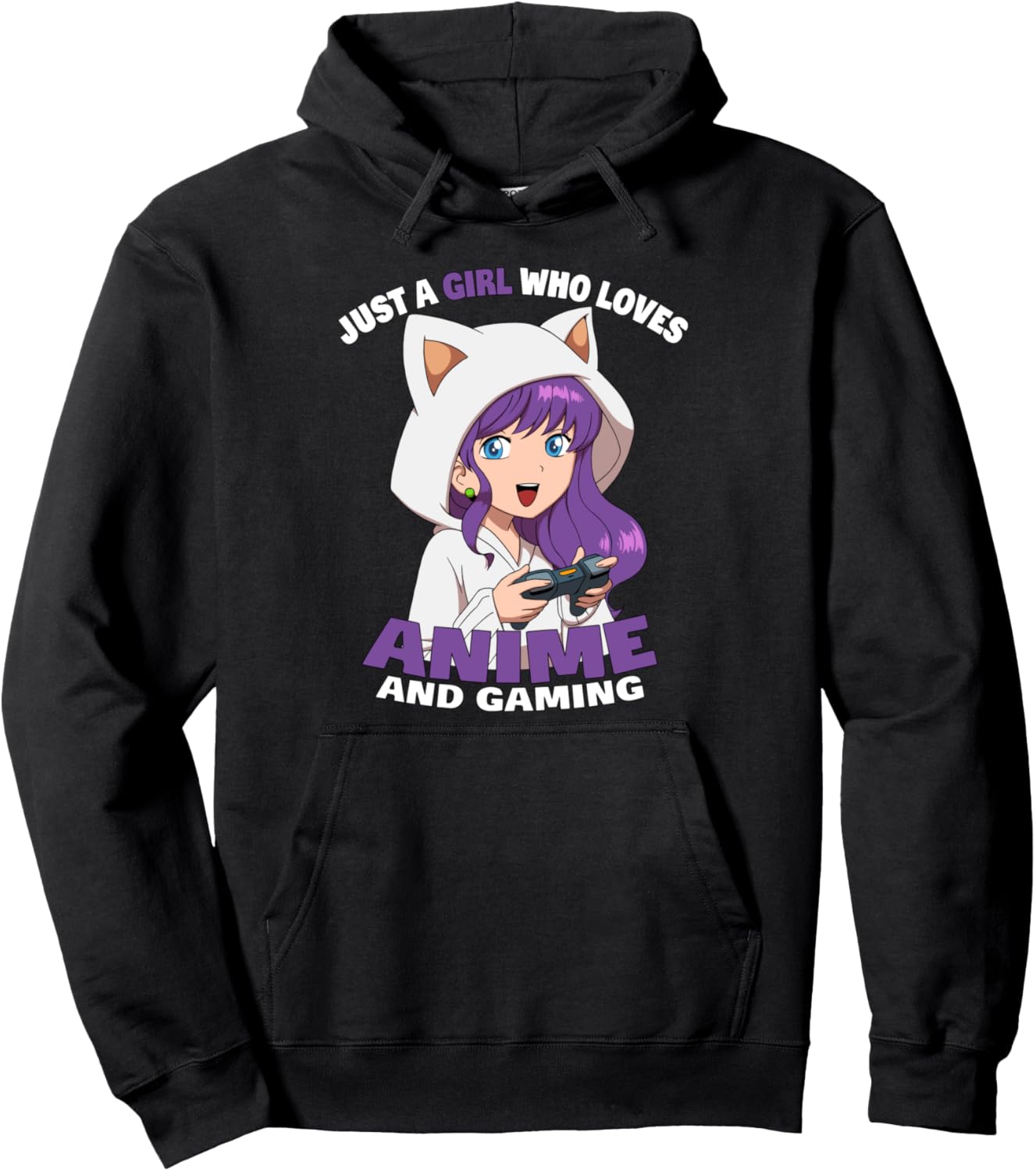 Just A Girl Who Loves Anime And Gaming Anime Girl Pullover Hoodie