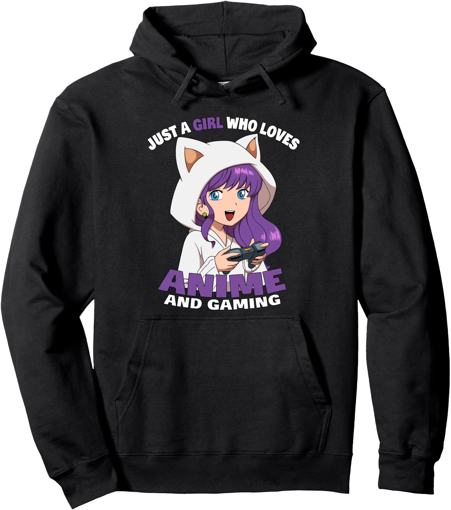 Just A Girl Who Loves Anime And Gaming Anime Girl Pullover Hoodie